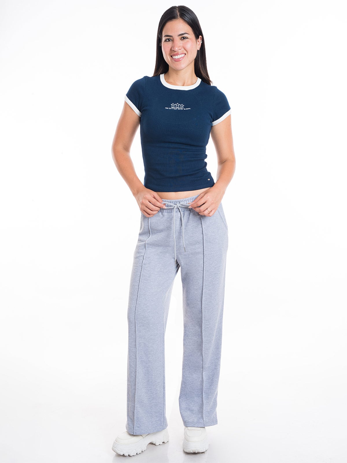 PANTALÓN DE BUZO WIDELEG MUJER METAL JEANS KARIME - 1