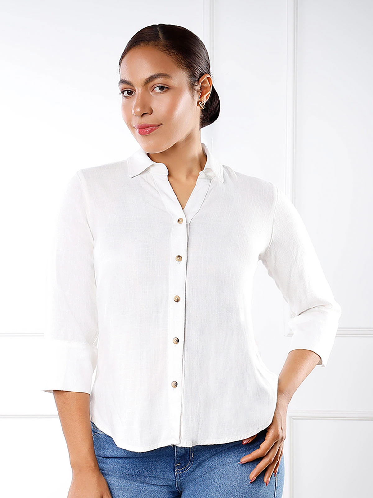 BLUSA MANGA 3/4 LINO MUJER KANSAS ROSE - 1