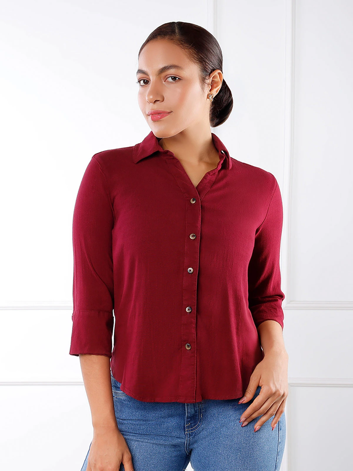 BLUSA MANGA 3/4 LINO MUJER KANSAS ROSE - 1