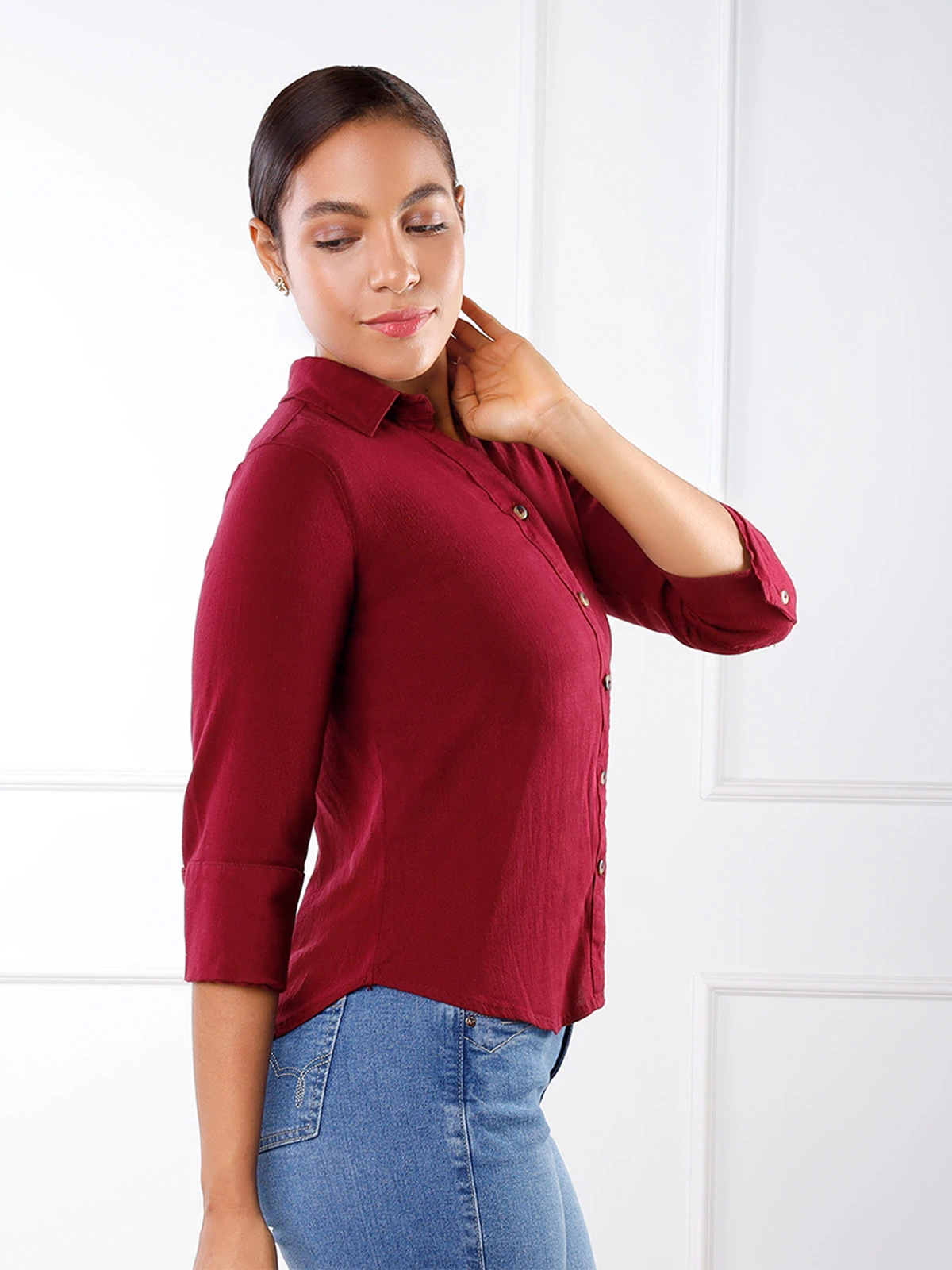 BLUSA MANGA 3/4 LINO MUJER KANSAS ROSE - 3