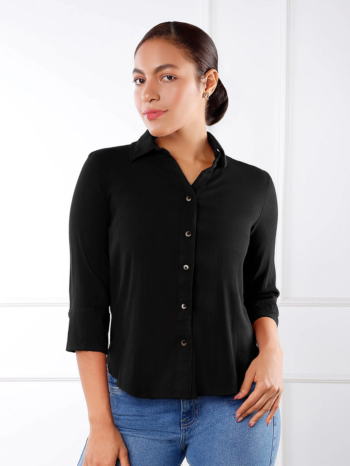 BLUSA MANGA 3/4 LINO MUJER KANSAS ROSE - 1