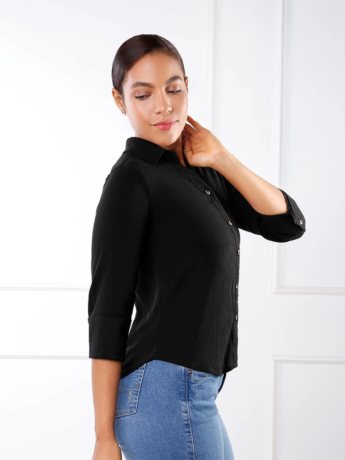 BLUSA MANGA 3/4 LINO MUJER KANSAS ROSE - 3