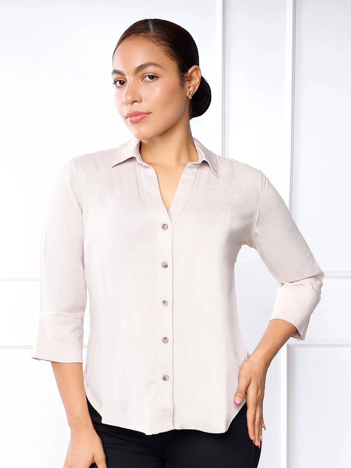 BLUSA MANGA 3/4 LINO MUJER KANSAS ROSE - 1