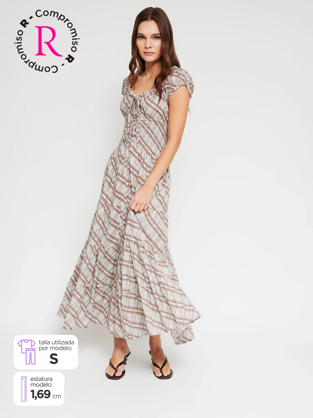 VESTIDO LARGO ALGODÓN MUJER INDEX ROMBOS - 1