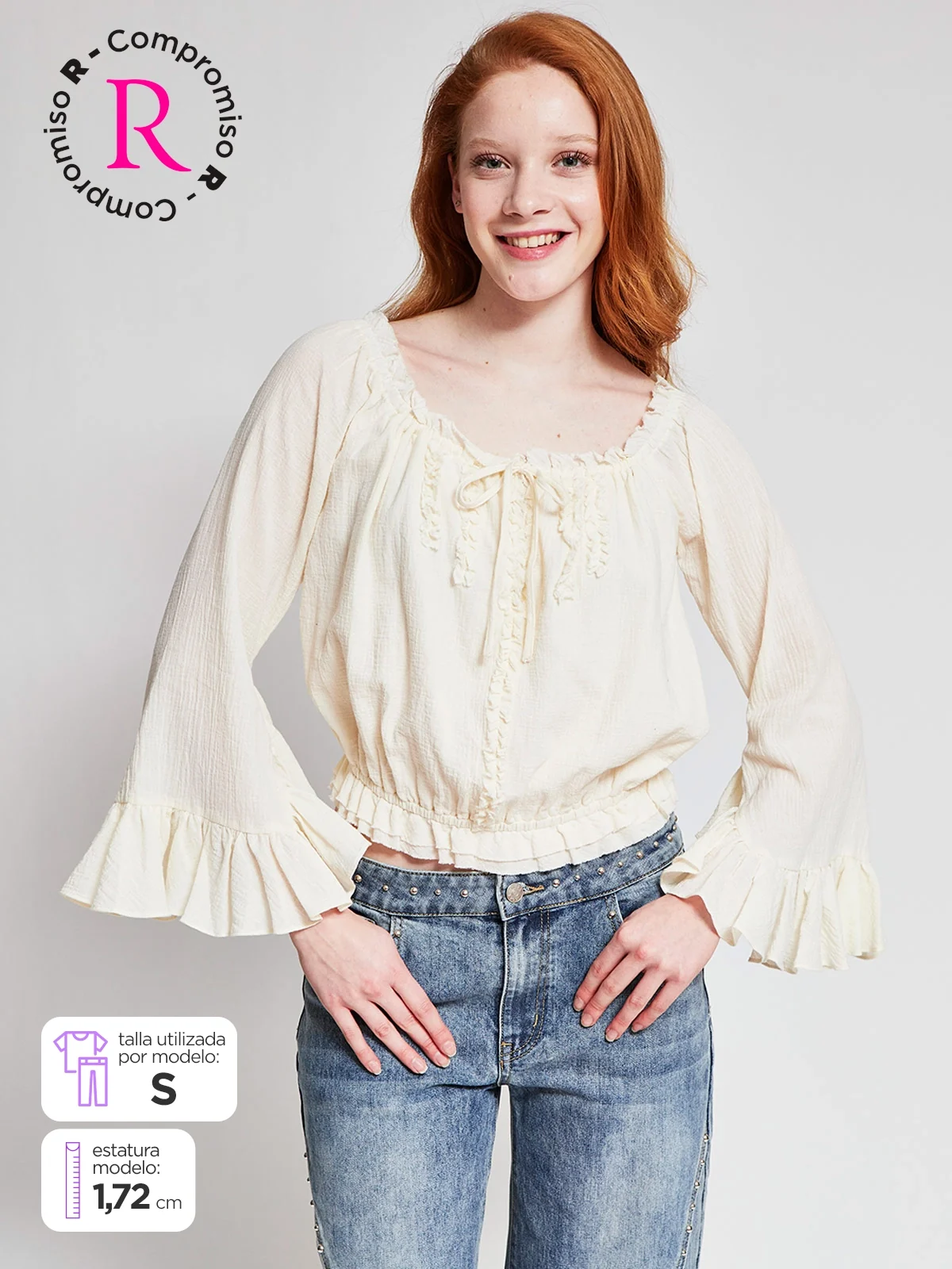 BLUSA MANGA LARGA ALGODÓN MUJER INDEX ROMÁNTICA - 1