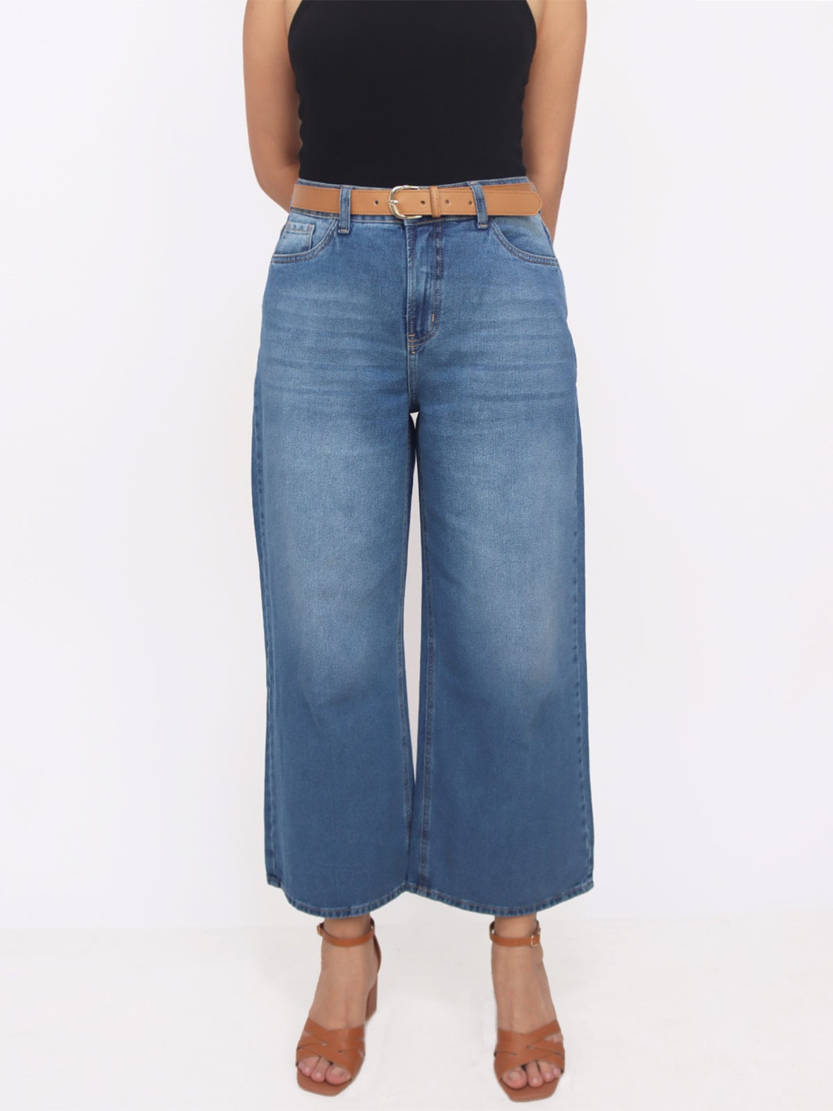 JEANS WIDE LEG MUJER KAYRA POBLET PERFECT FIT CROPPED - 1