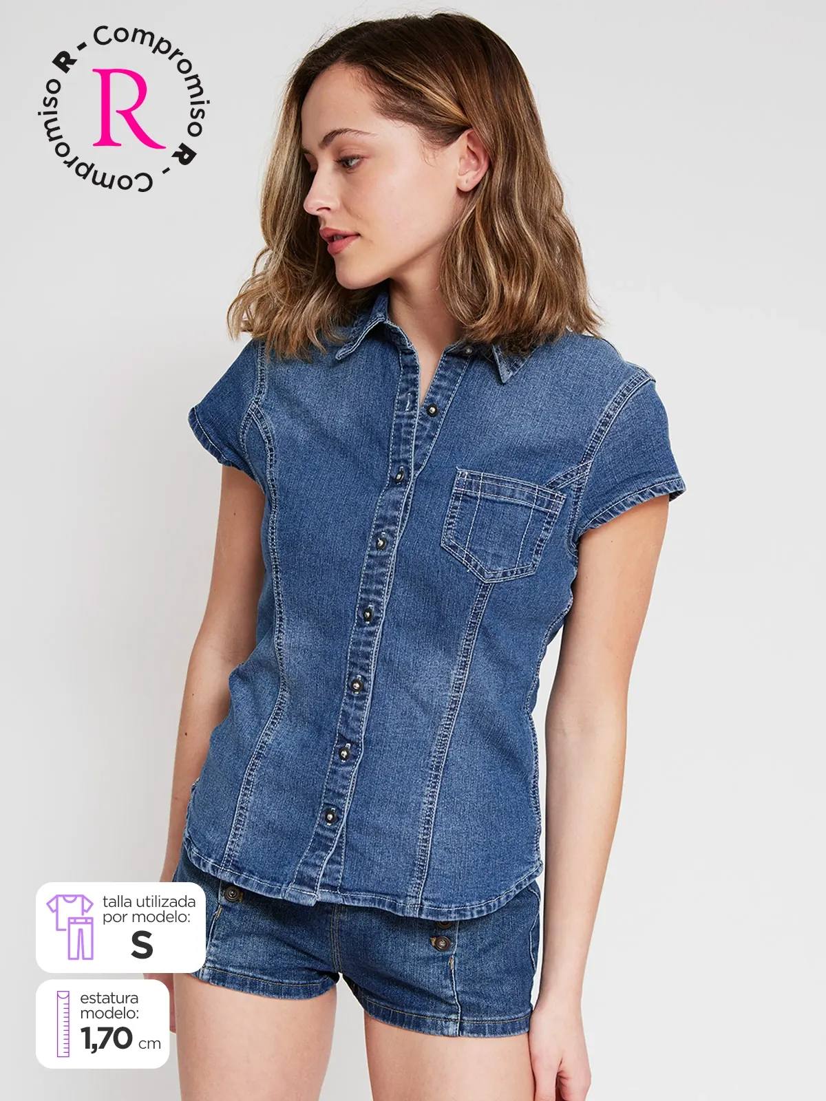 BLUSA MANGA CORTA ALGODÓN MUJER INDEX - 1