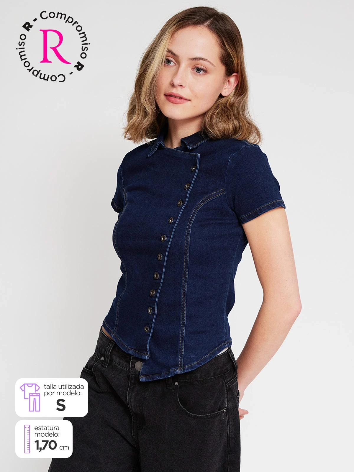 BLUSA MANGA CORTA ALGODÓN MUJER INDEX CRUZADA - 2