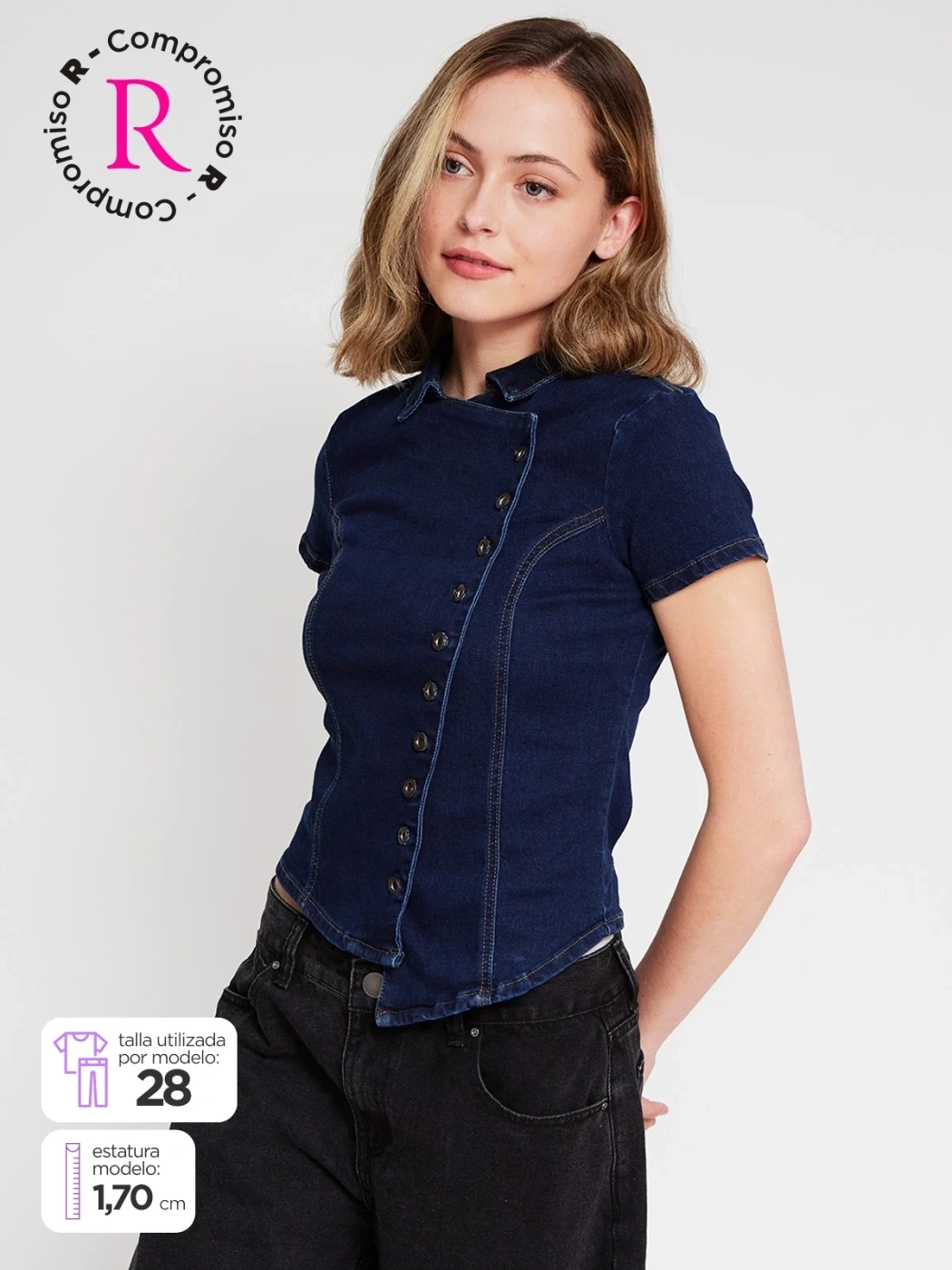 BLUSA MANGA CORTA ALGODÓN MUJER INDEX CRUZADA - 2