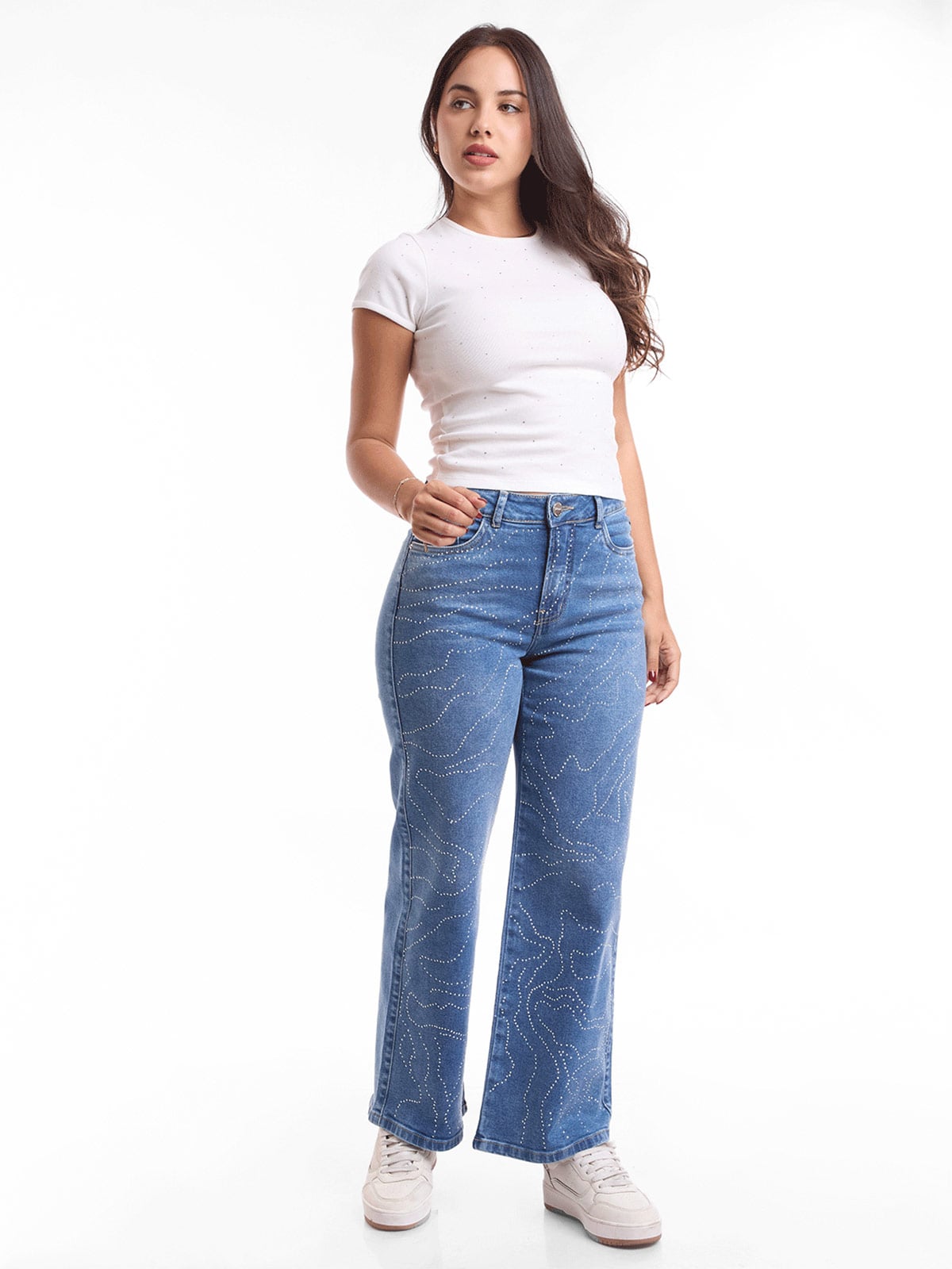 JEANS STRAIGHT MUJER METAL JEANS BRILLOS MILUSKA - 1