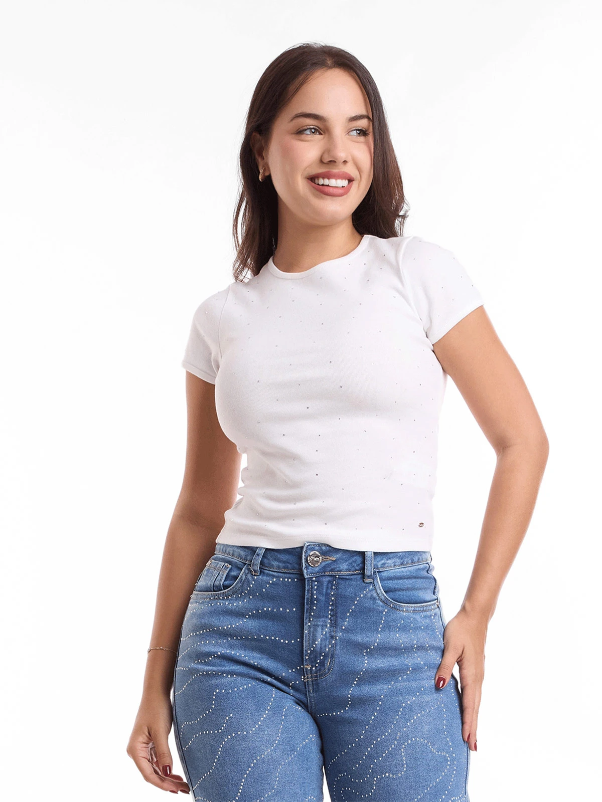 POLO MUJER METAL JEANS BRILLOS ROXY - 1