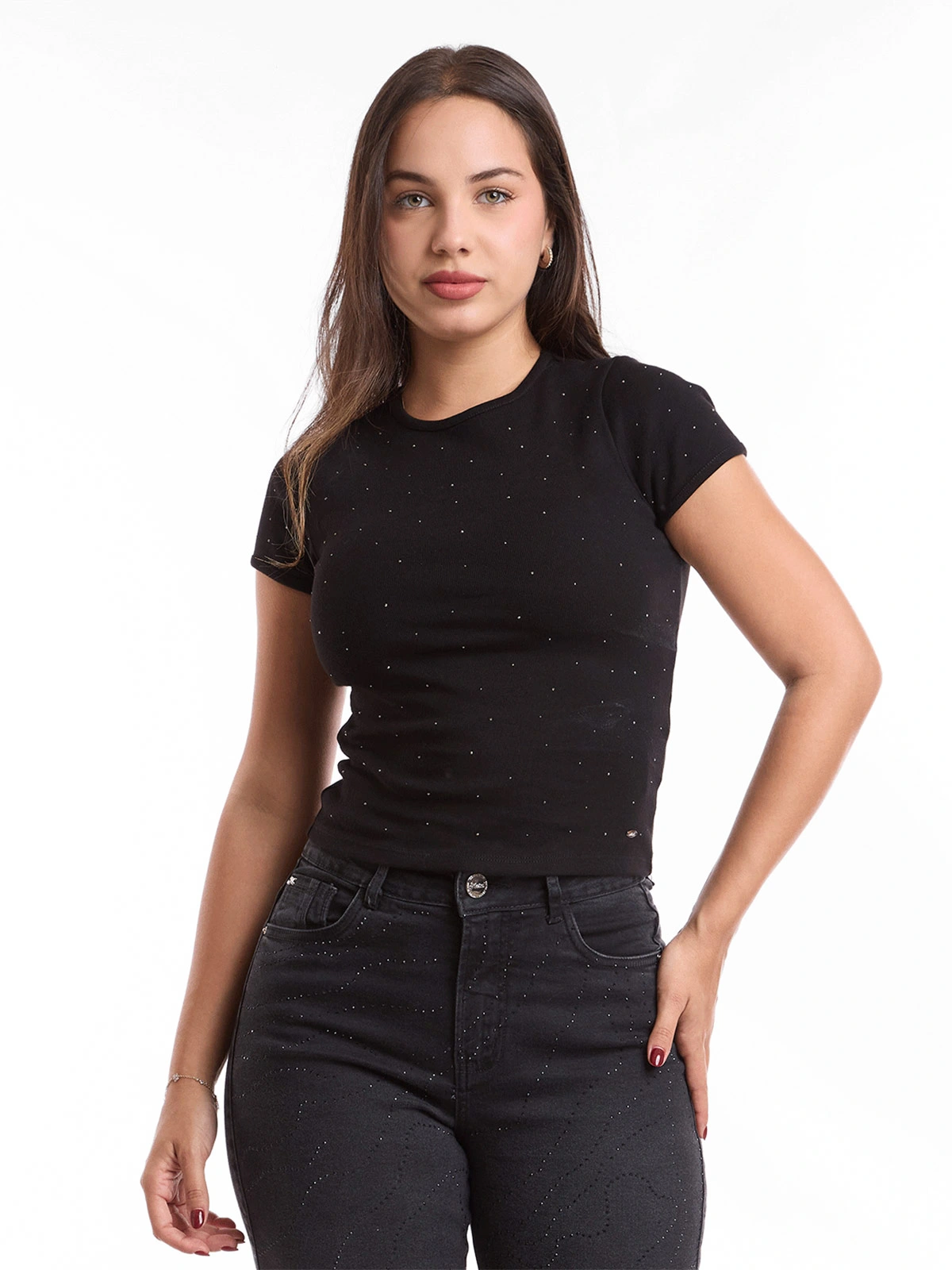 POLO MUJER METAL JEANS BRILLOS ROXY - 1