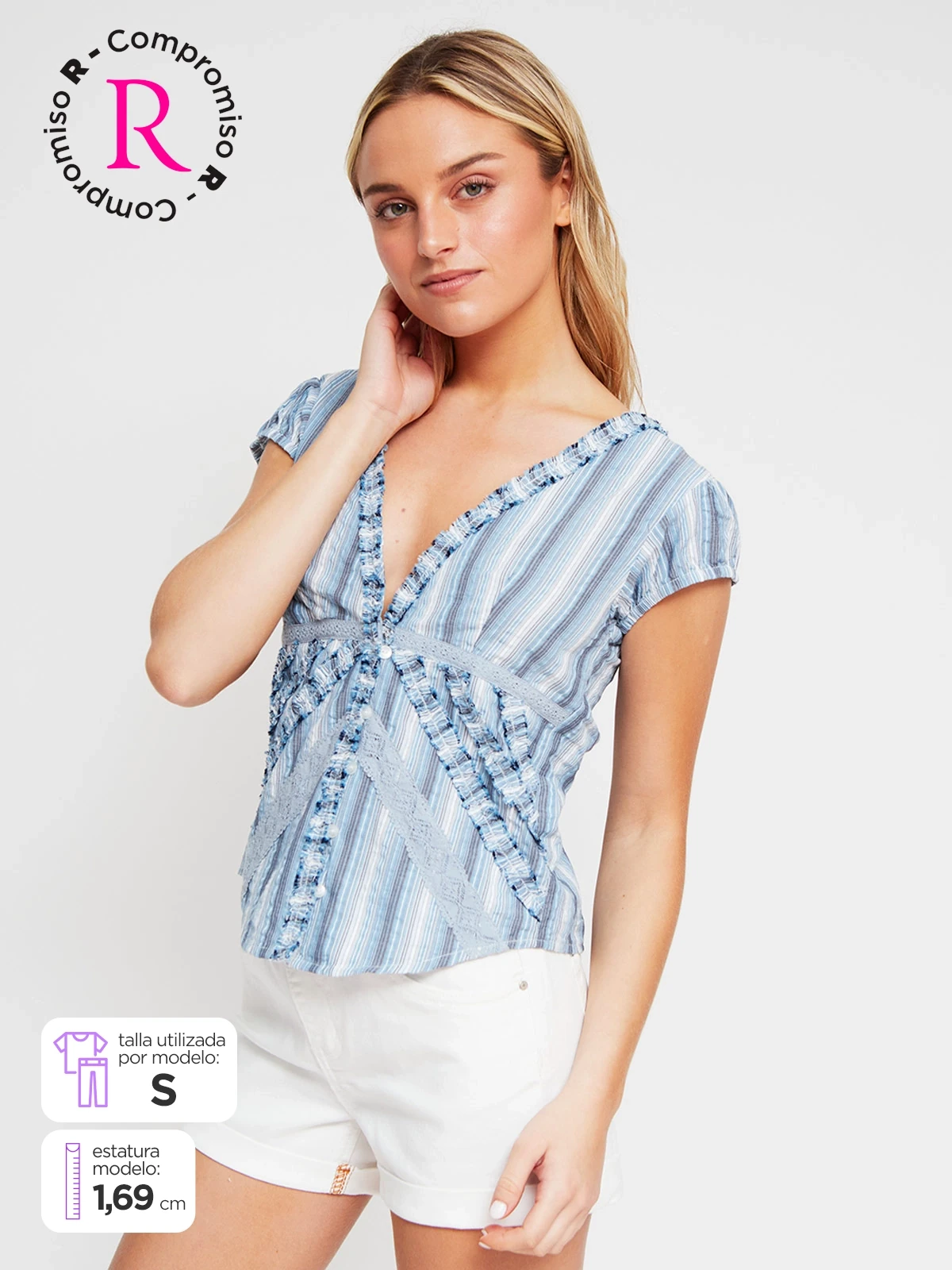 BLUSA MANGA CORTA ALGODÓN MUJER INDEX - 1