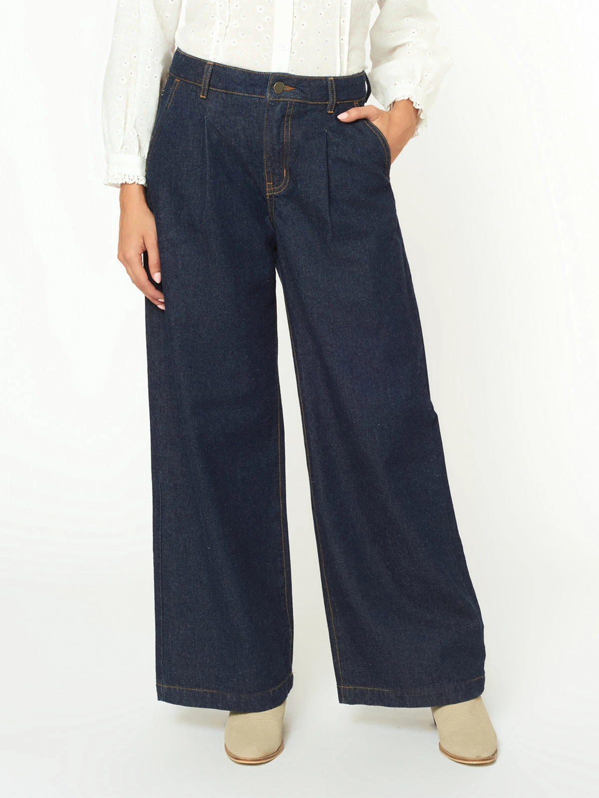 JEANS WIDE LEG MUJER MENTHA Y CHOCOLATE ALISON - 1