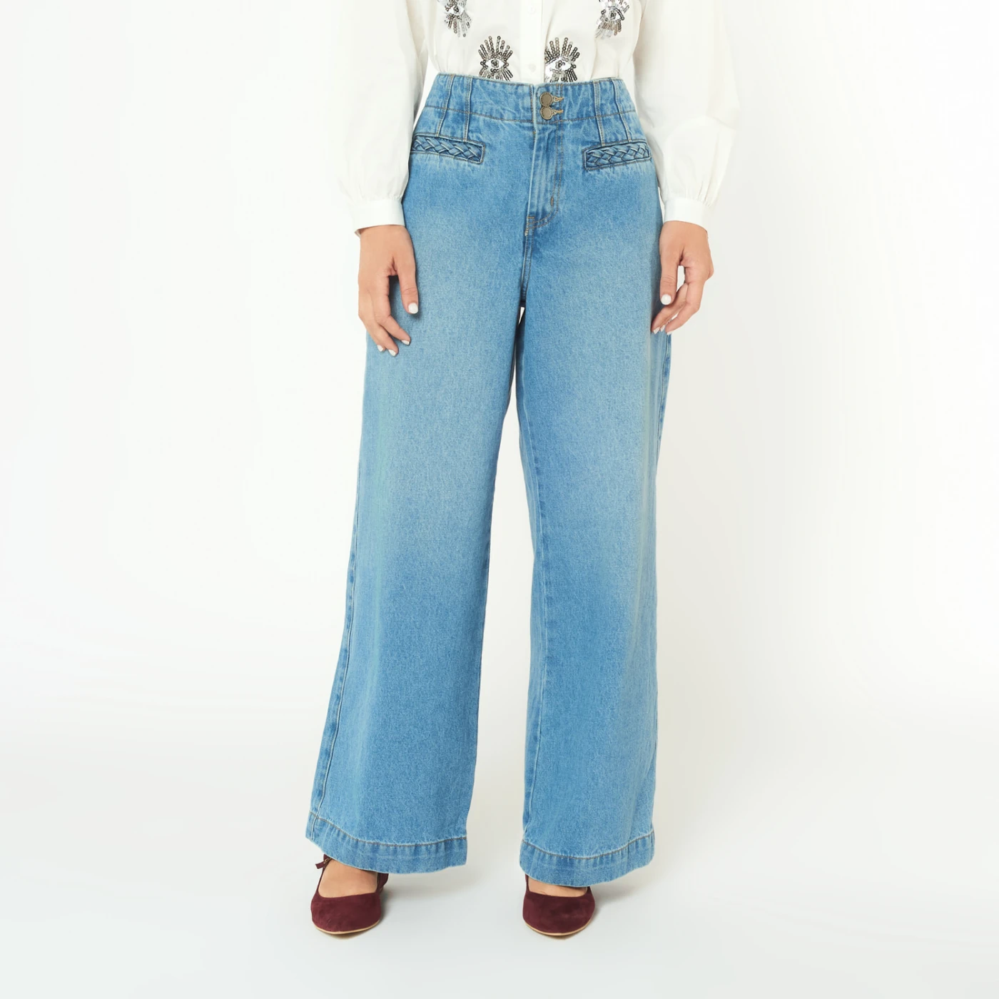 JEAN ALGODÓN WIDELEG MUJER MENTHA Y CHOCOLATE LICHY - 1