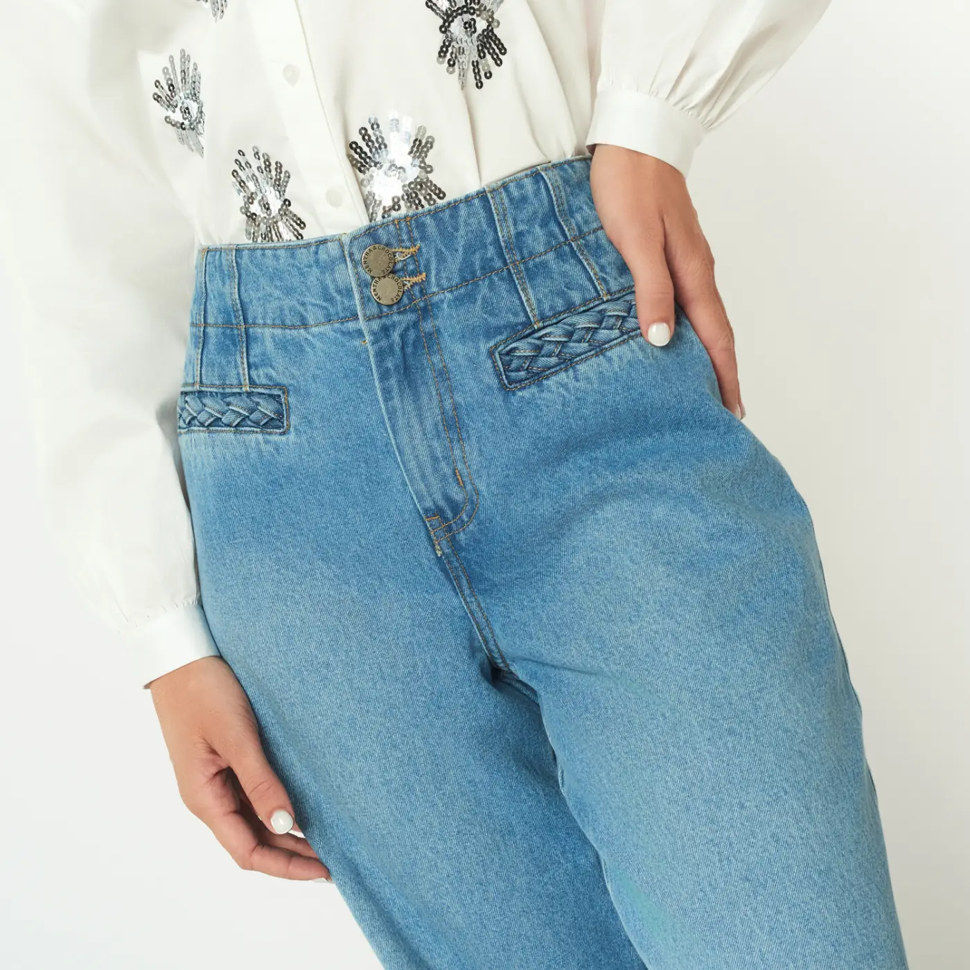 JEAN ALGODÓN WIDELEG MUJER MENTHA Y CHOCOLATE LICHY - 2