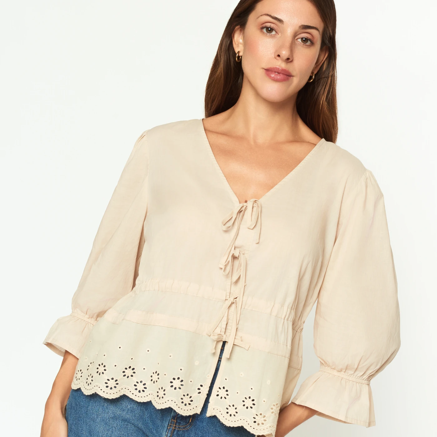 BLUSA ALGODÓN MANGA 3/4 MUJER MENTHA Y CHOCOLATE LAOS - 2