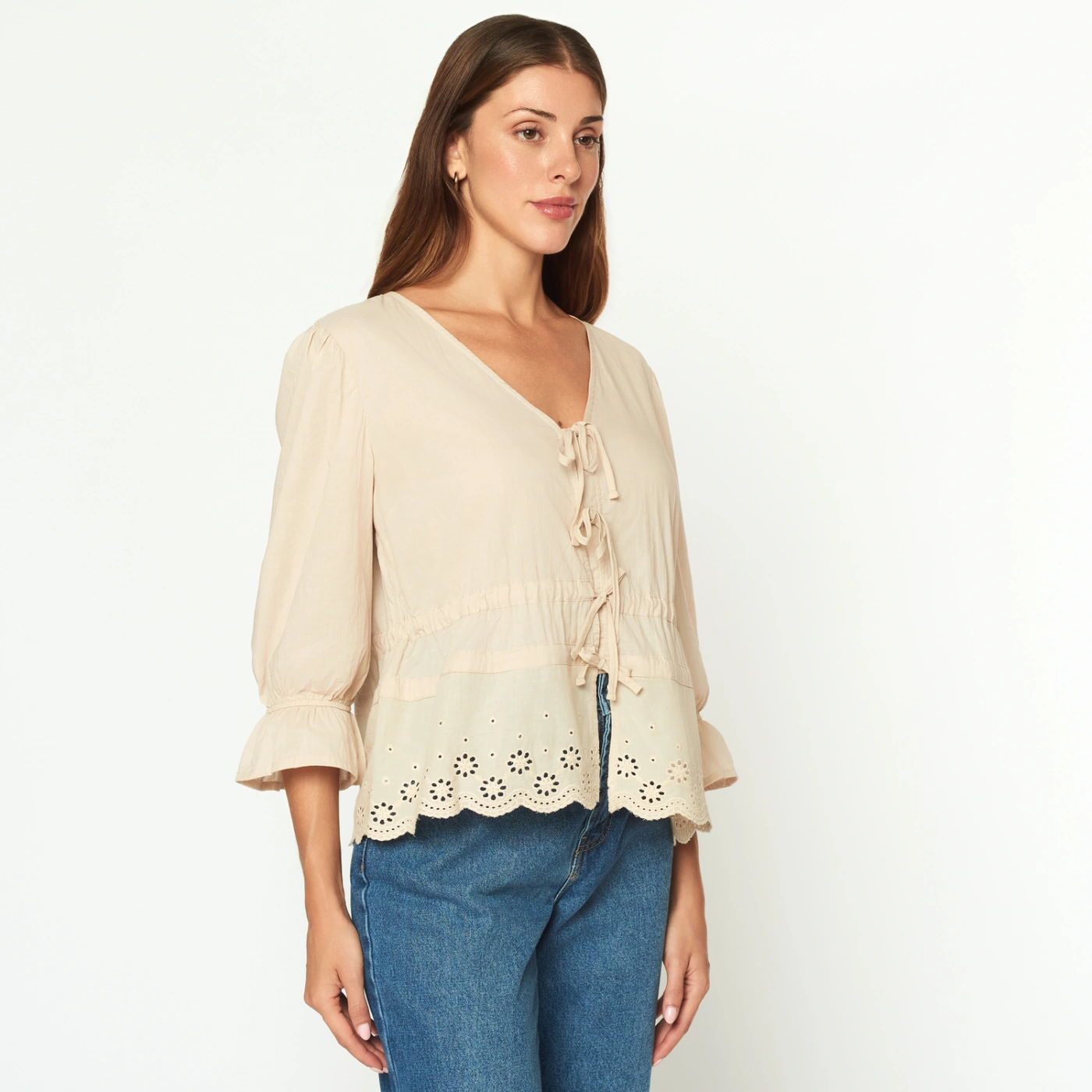 BLUSA ALGODÓN MANGA 3/4 MUJER MENTHA Y CHOCOLATE LAOS - 3