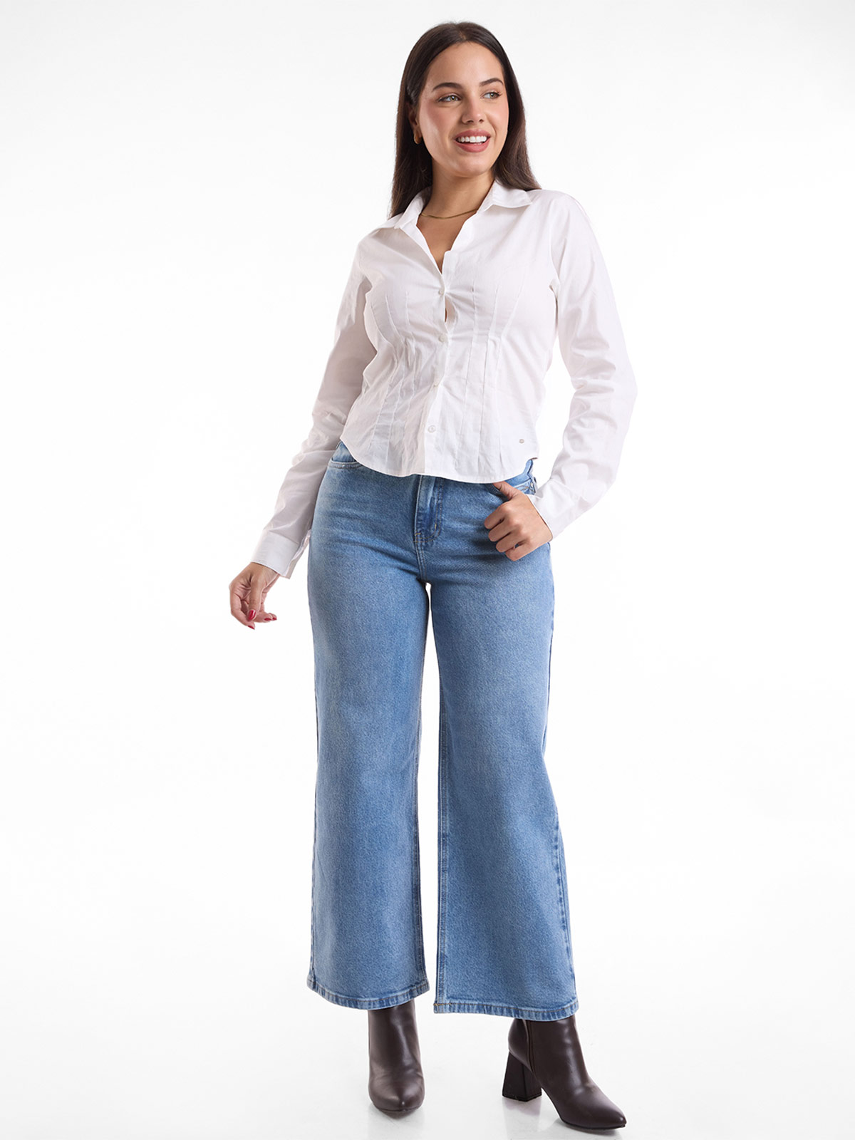 JEANS STRAIGHT MUJER METAL JEANS PETITE HENNA - 1