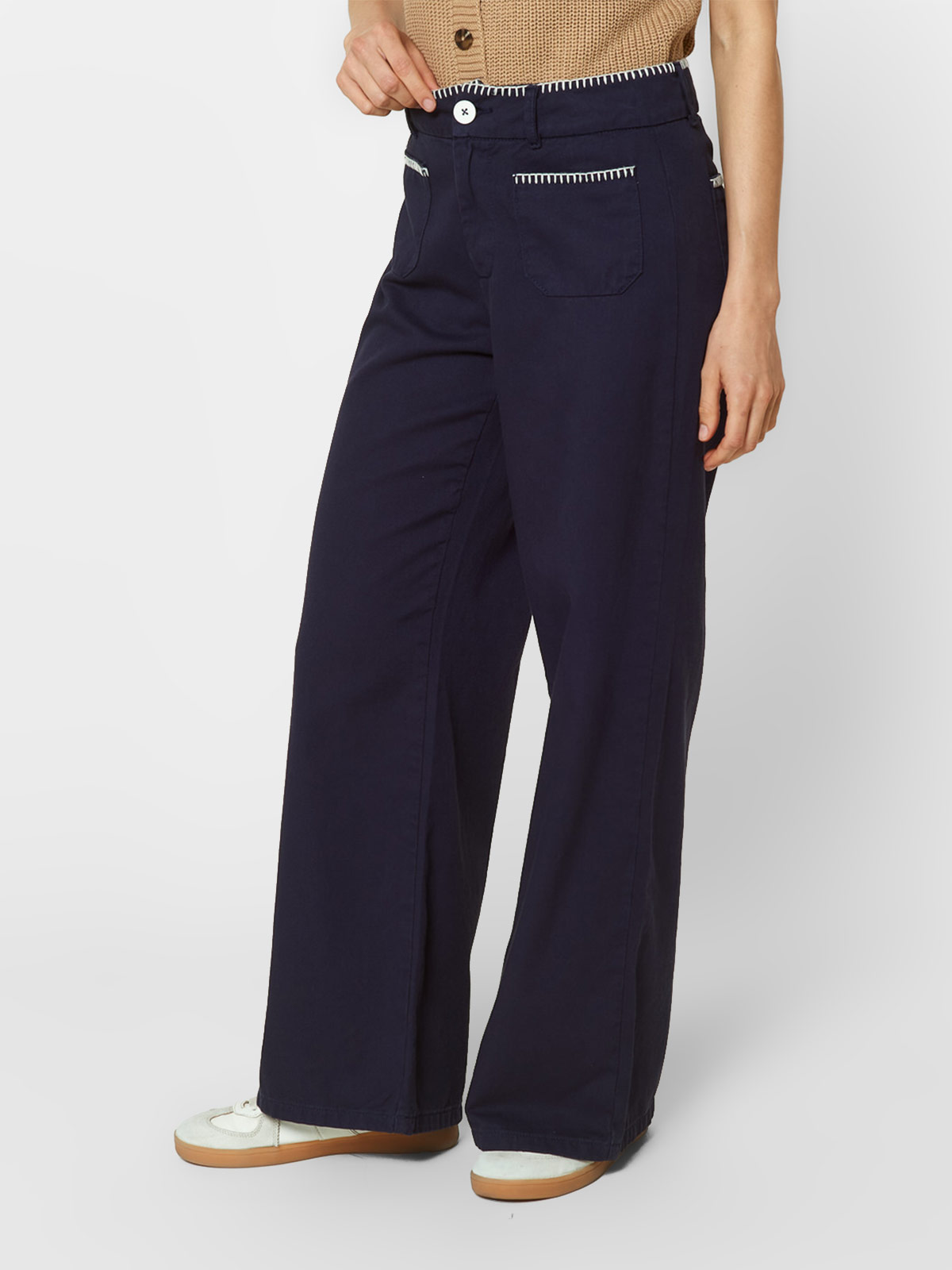PANTALON WIDE LEG MUJER EXIT AZUL LEXI - 3