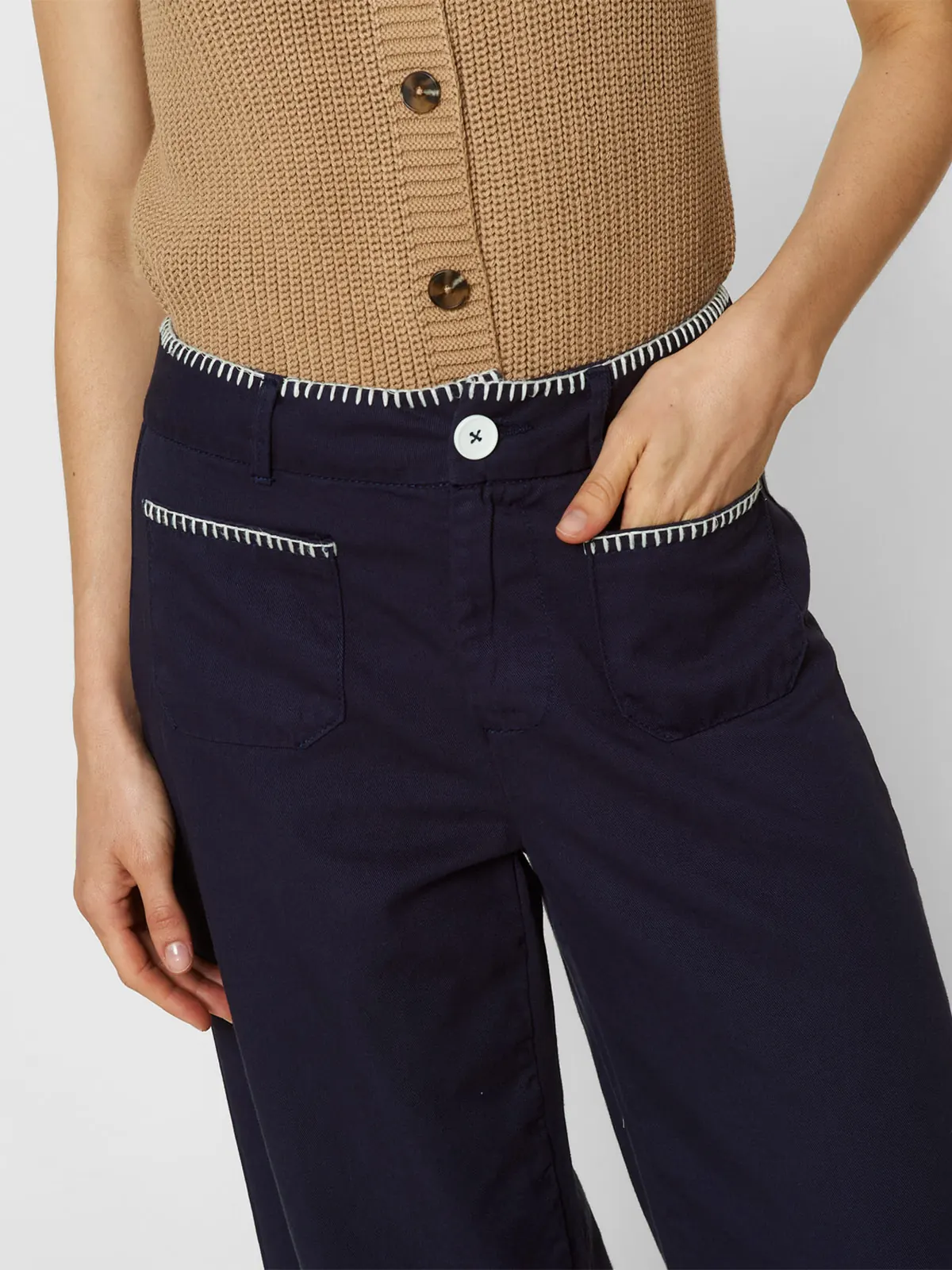 PANTALON WIDE LEG MUJER EXIT AZUL LEXI - 4