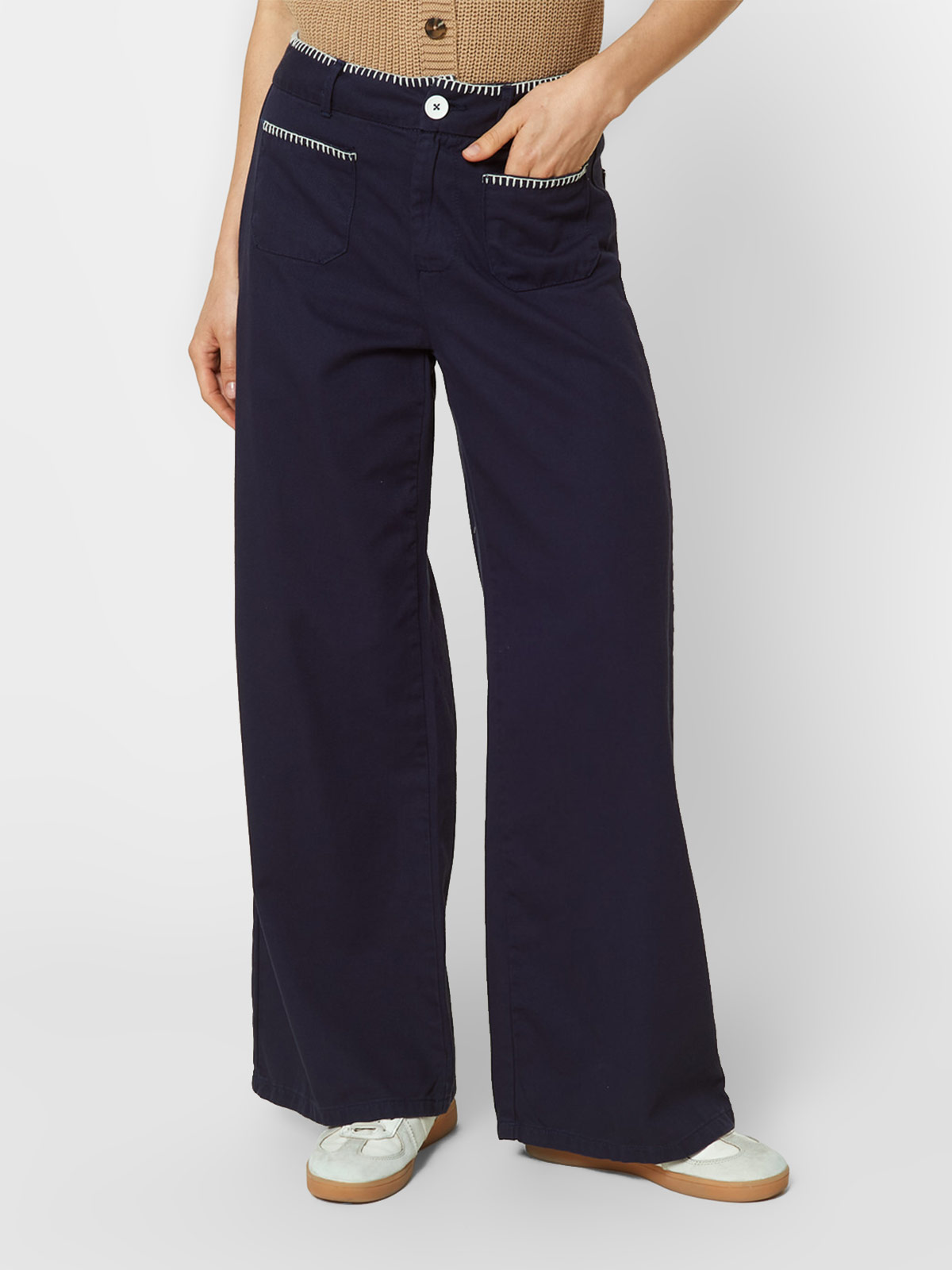 PANTALON WIDE LEG MUJER EXIT AZUL LEXI - 1