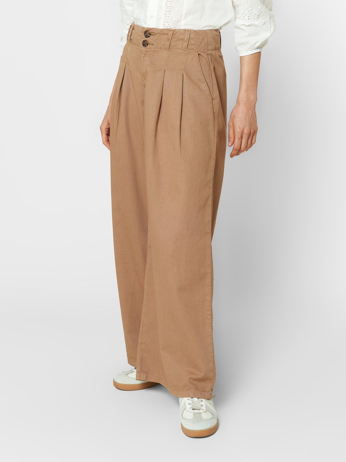 PANTALON ALGODÓN WIDELEG MUJER EXIT CAMEL LIZA - 3