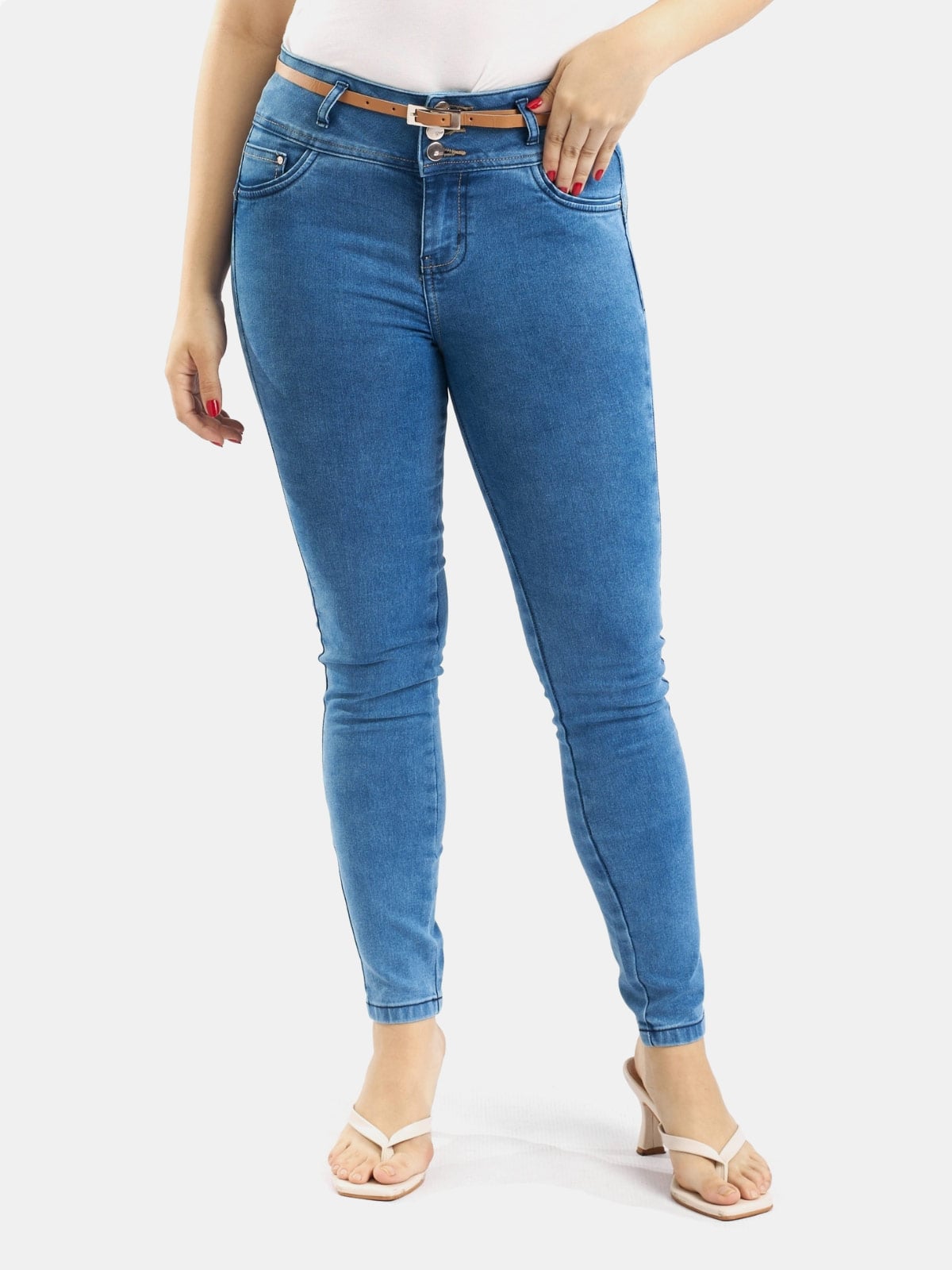 JEANS ALGODÓN SKINNY MUJER PARADA 111 CELESTE KALA - 1