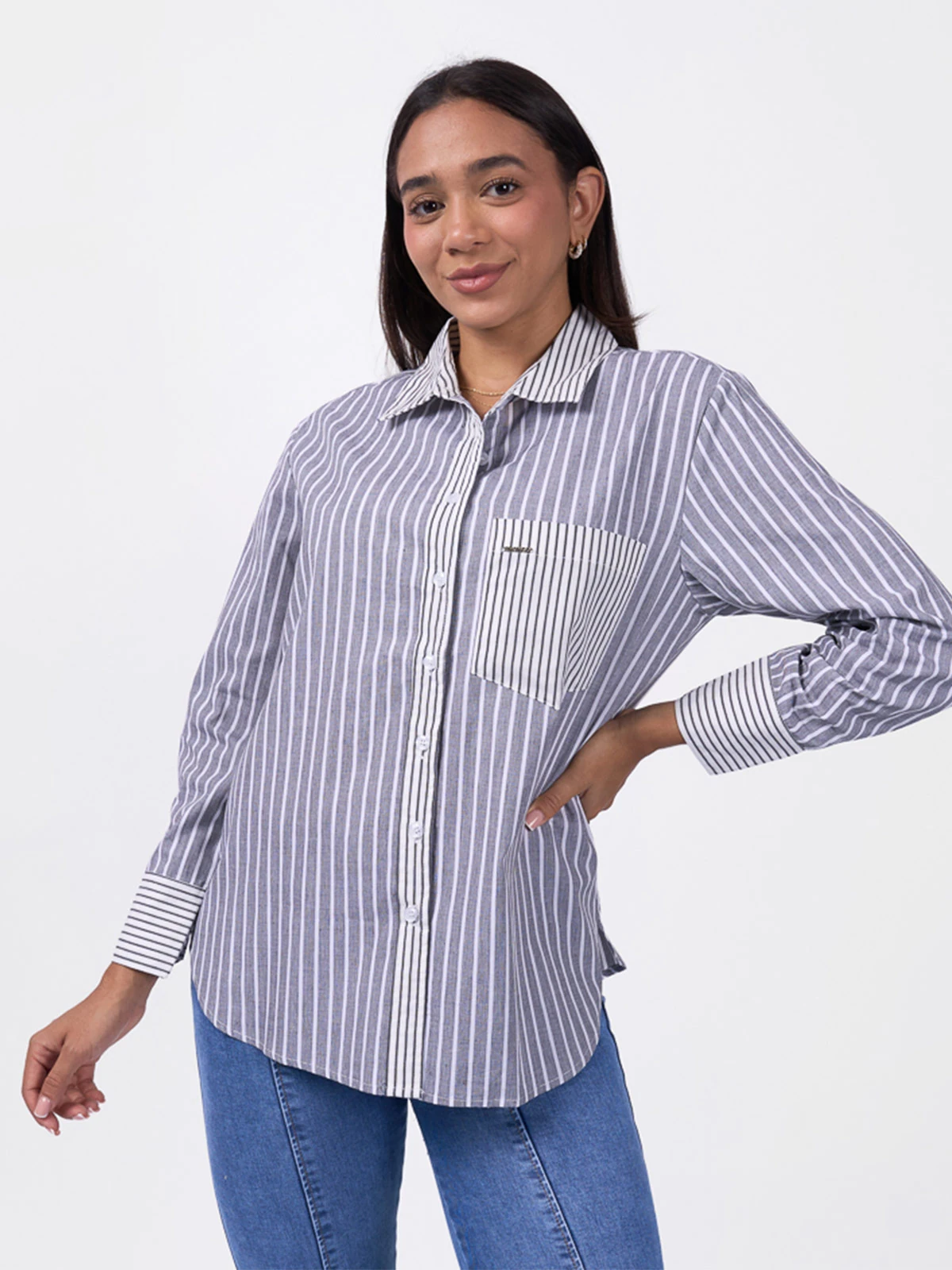 BLUSA MANGA LARGA MUJER BRONCO ALGODÓN GEORGET - 1