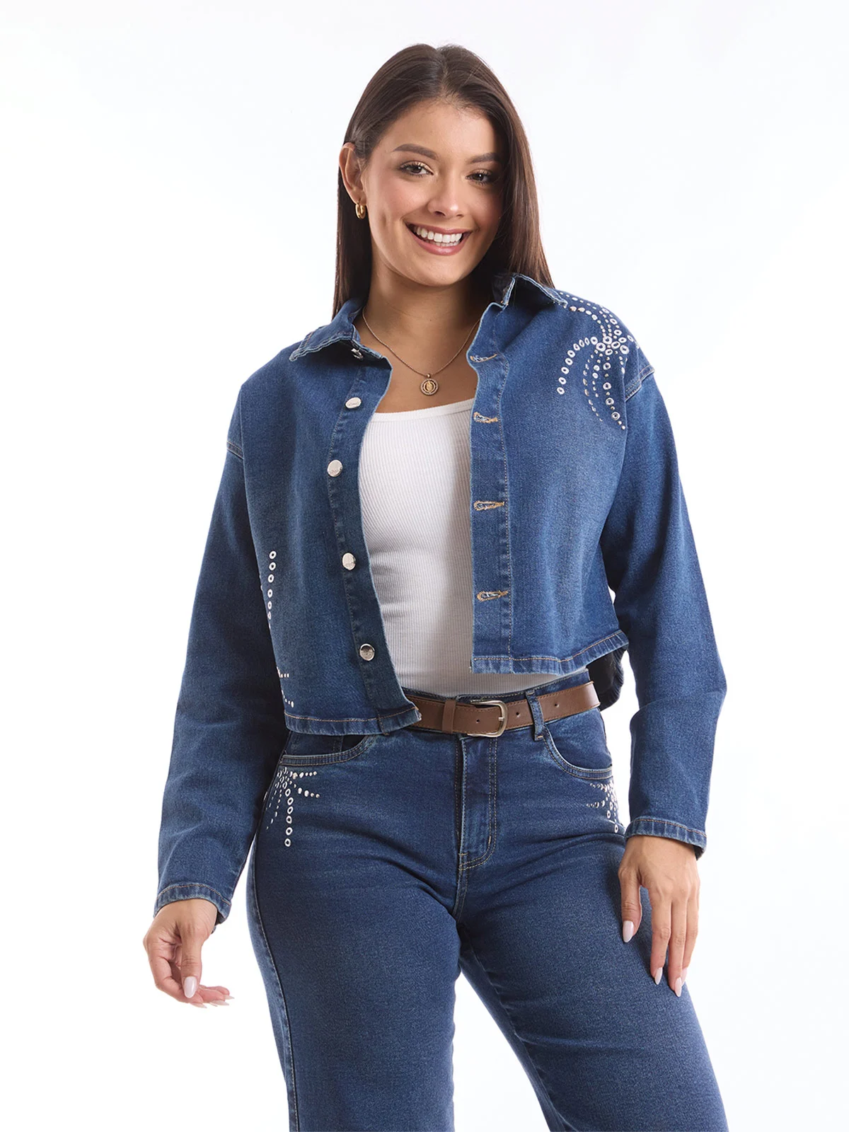 CASACA MUJER METAL JEANS DENIM TACHAS NORFIT - 2