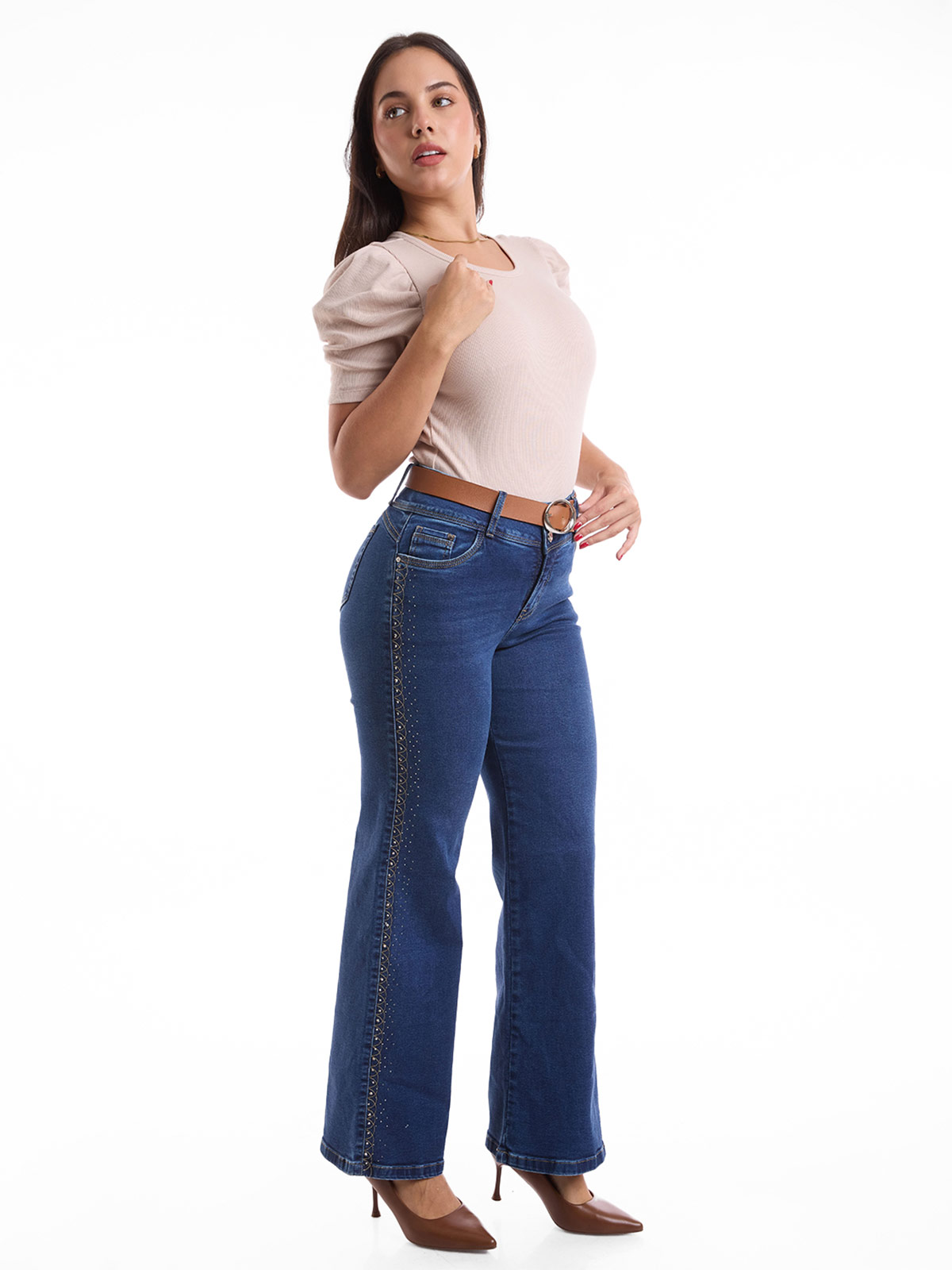 JEAN STRAIGHT FIT MUJER METAL JEANS BORDADO AUDACIA - 3