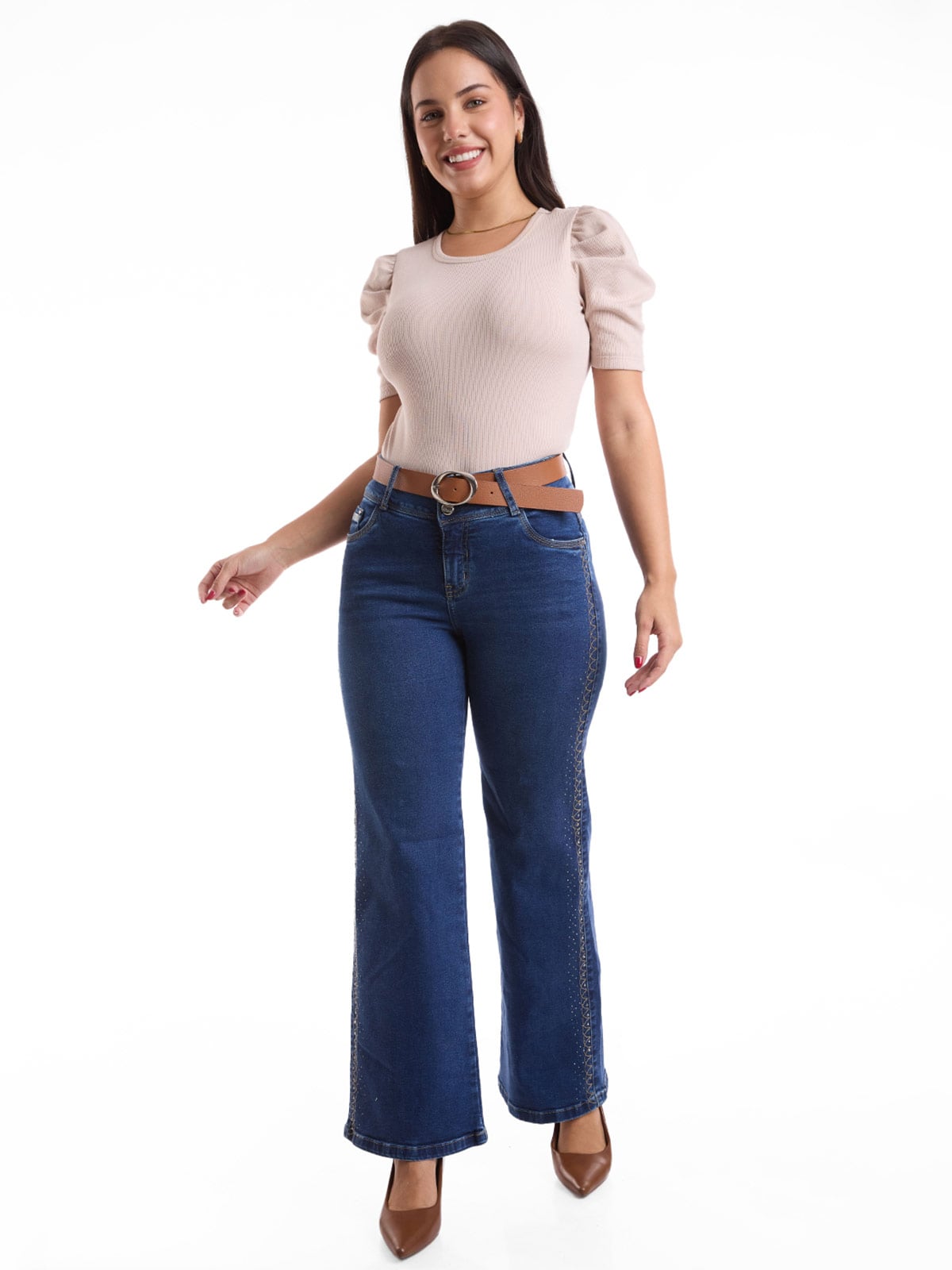 JEAN STRAIGHT FIT MUJER METAL JEANS BORDADO AUDACIA - 1
