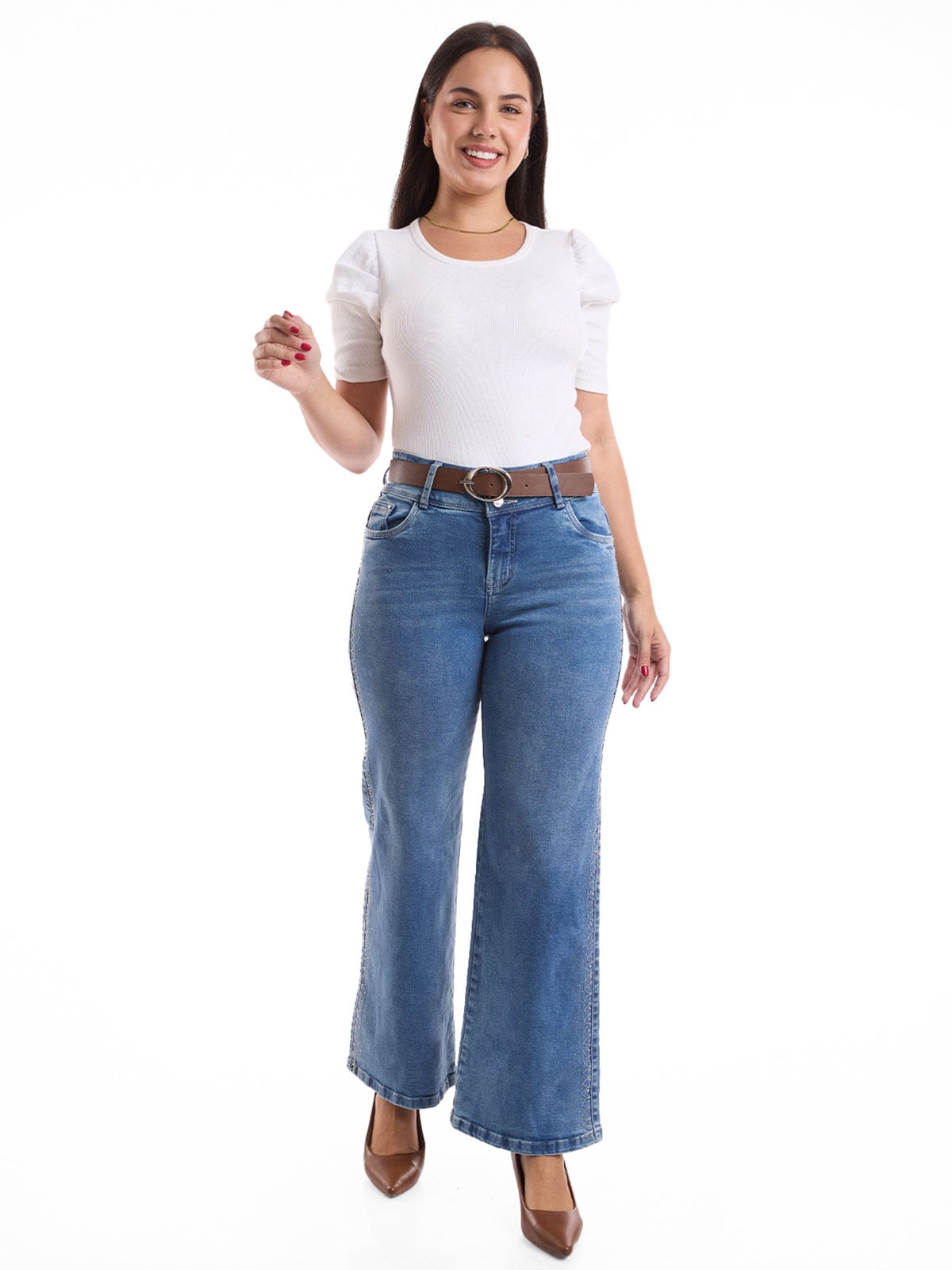 JEAN STRAIGHT FIT MUJER METAL JEANS BORDADO AUDACIA - 1