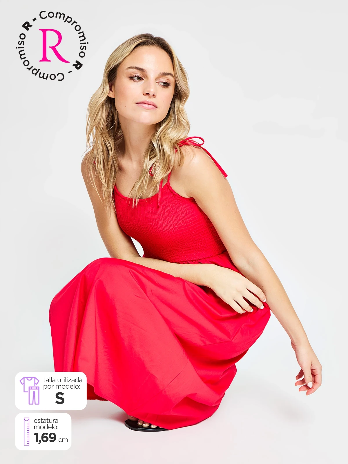VESTIDO LARGO ALGODÓN MUJER INDEX FRUNCE - 1