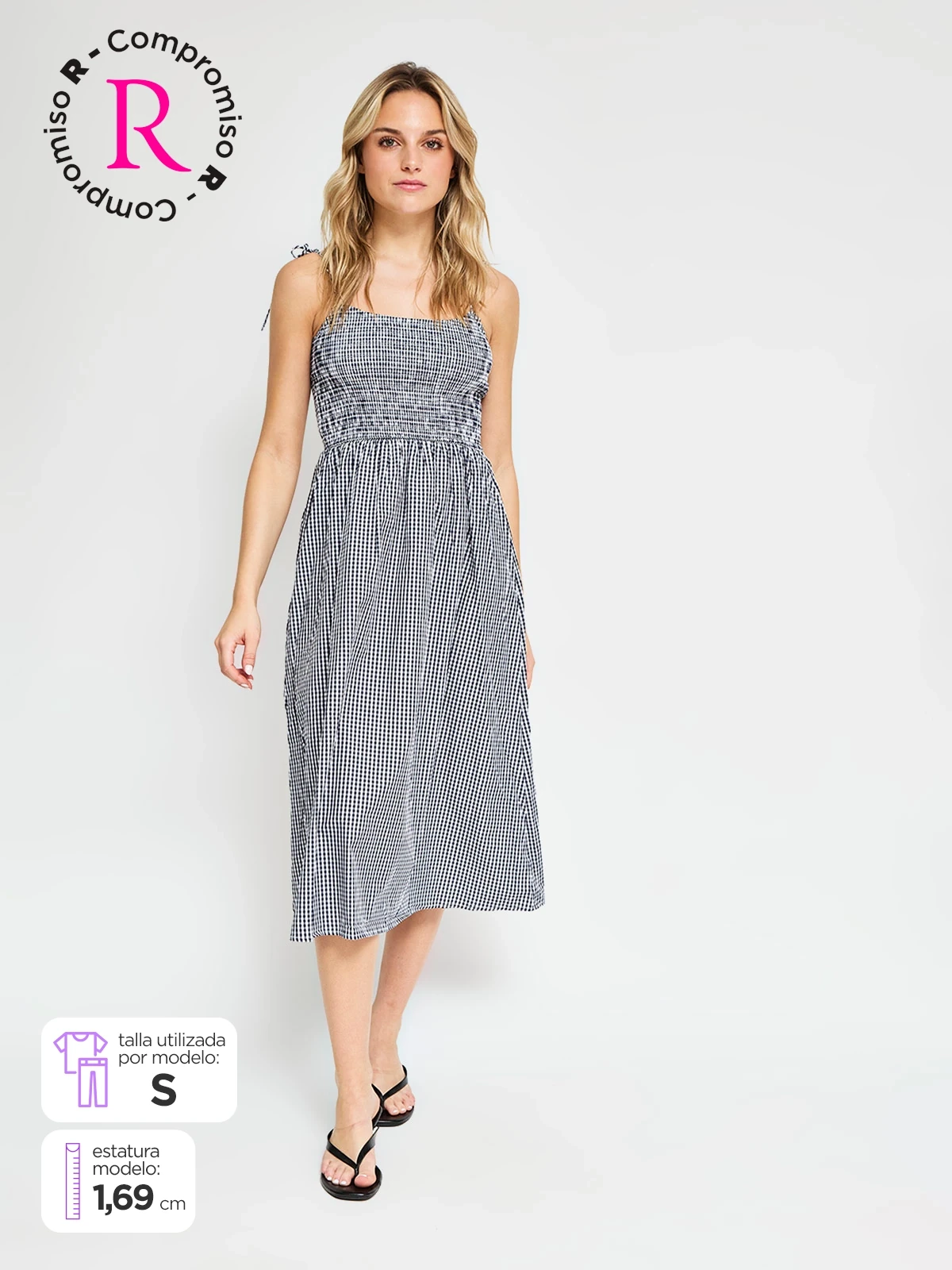 VESTIDO LARGO ALGODÓN MUJER INDEX FRUNCE - 1