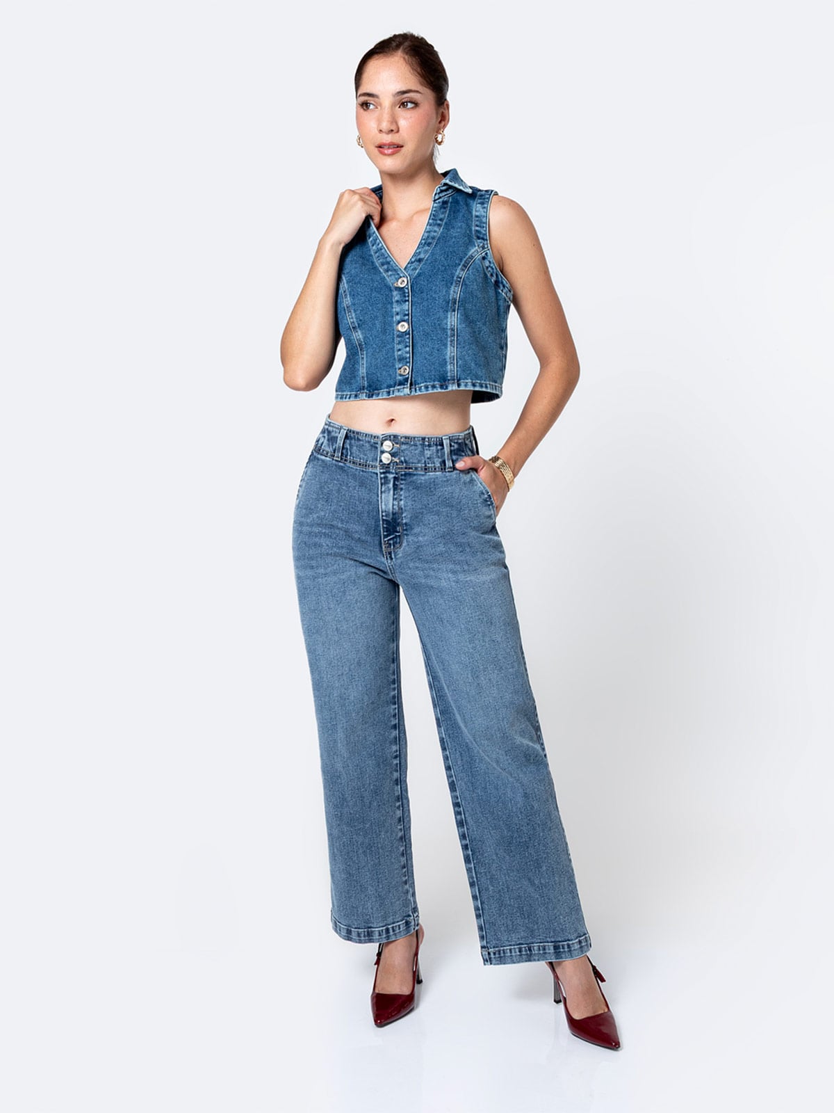 CHALECO DENIM MUJER PIONIER FREIA - 1