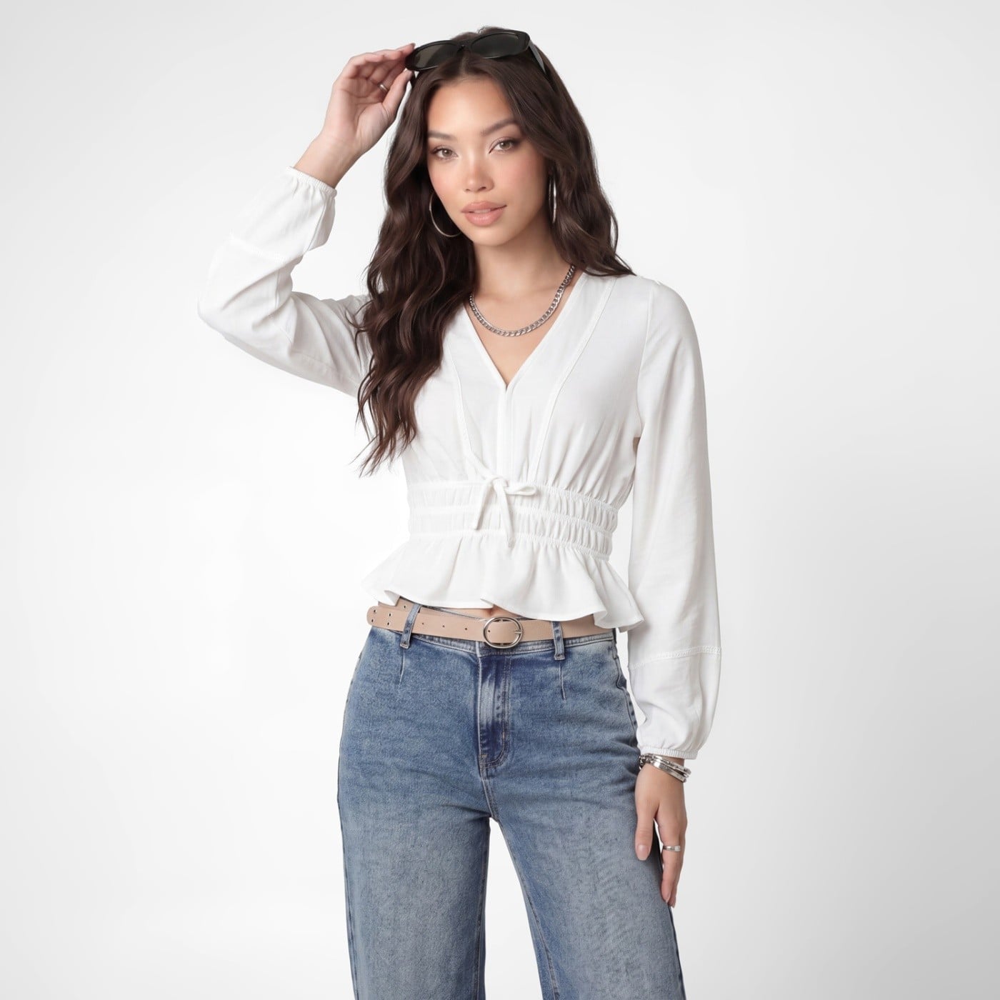 BLUSA SLIM FIT MANGA LARGA MUJER SQUEEZE LUORHI - 1