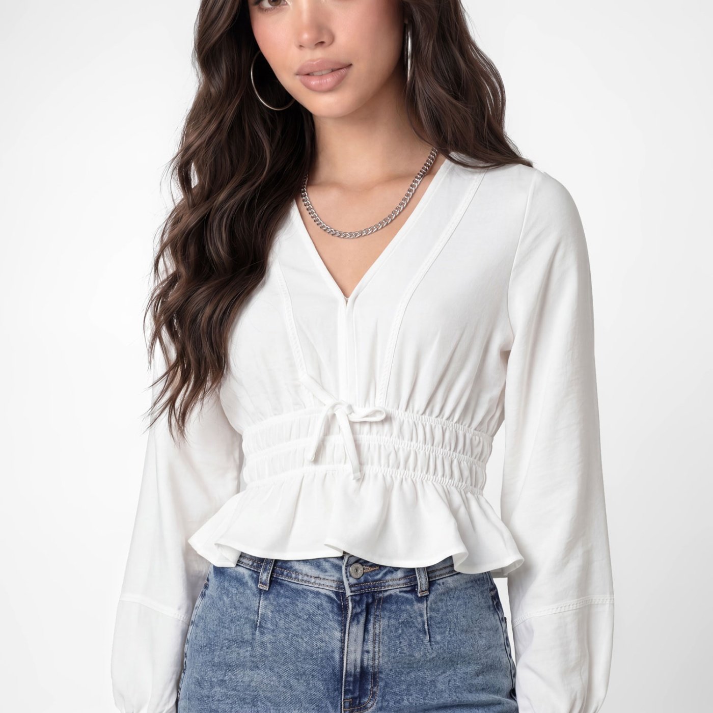 BLUSA SLIM FIT MANGA LARGA MUJER SQUEEZE LUORHI - 4