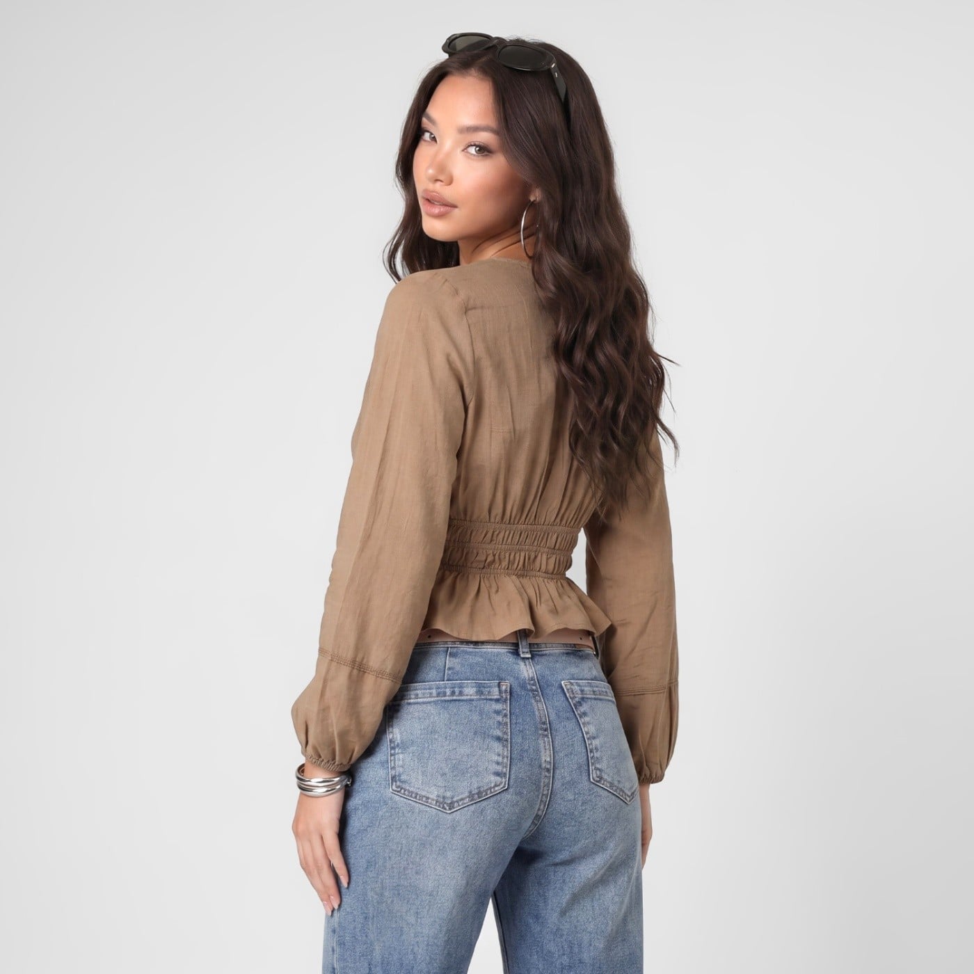 BLUSA SLIM FIT MANGA LARGA MUJER SQUEEZE LUORHI - 3