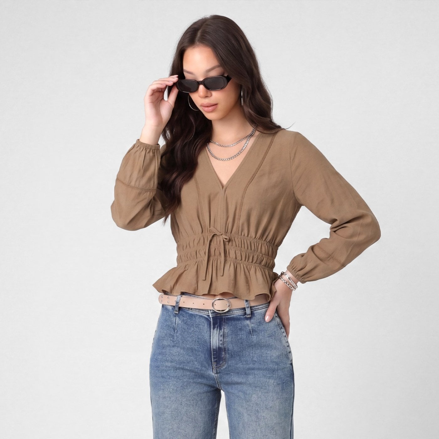 BLUSA SLIM FIT MANGA LARGA MUJER SQUEEZE LUORHI - 1