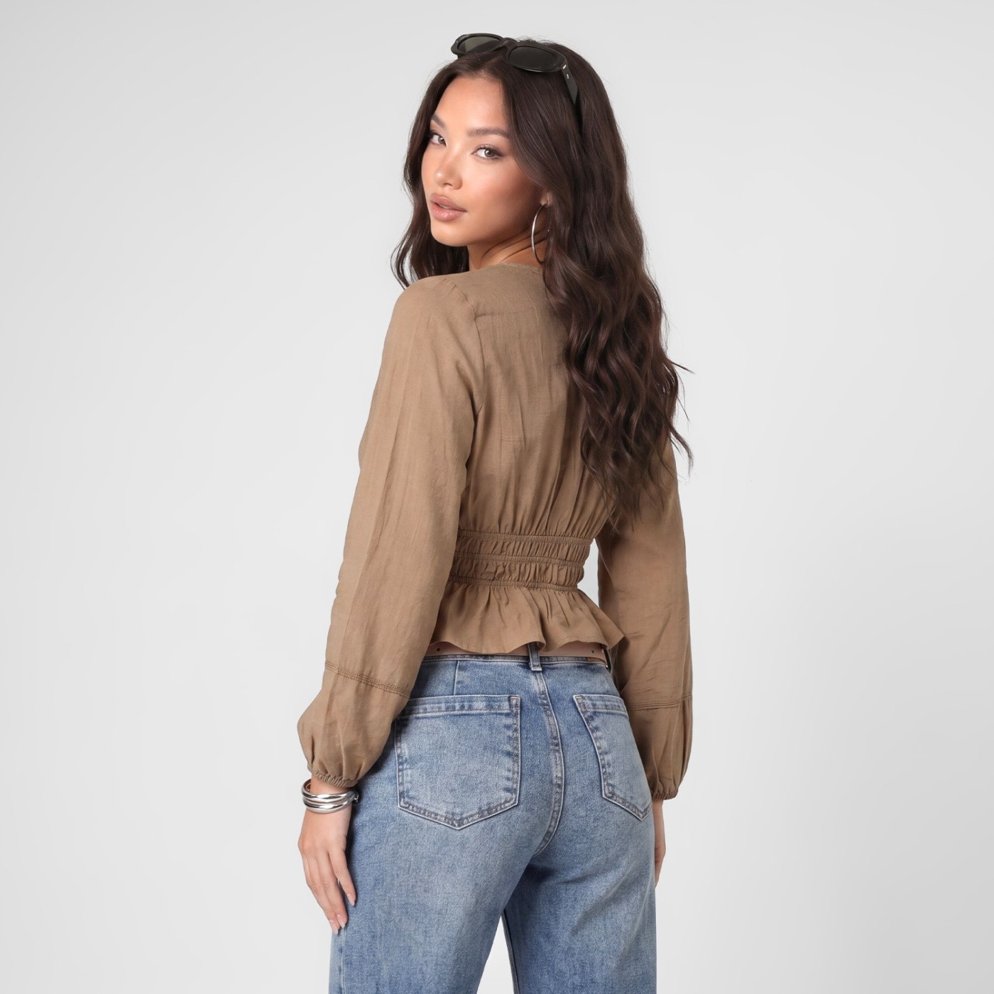 BLUSA SLIM FIT MANGA LARGA MUJER SQUEEZE LUORHI - 3