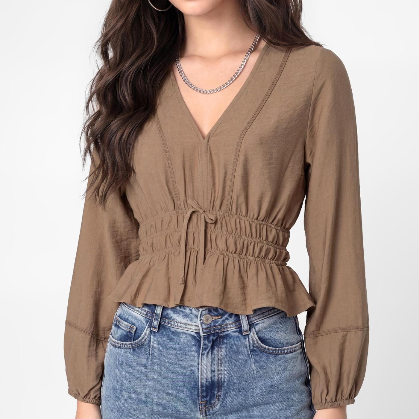 BLUSA SLIM FIT MANGA LARGA MUJER SQUEEZE LUORHI - 4