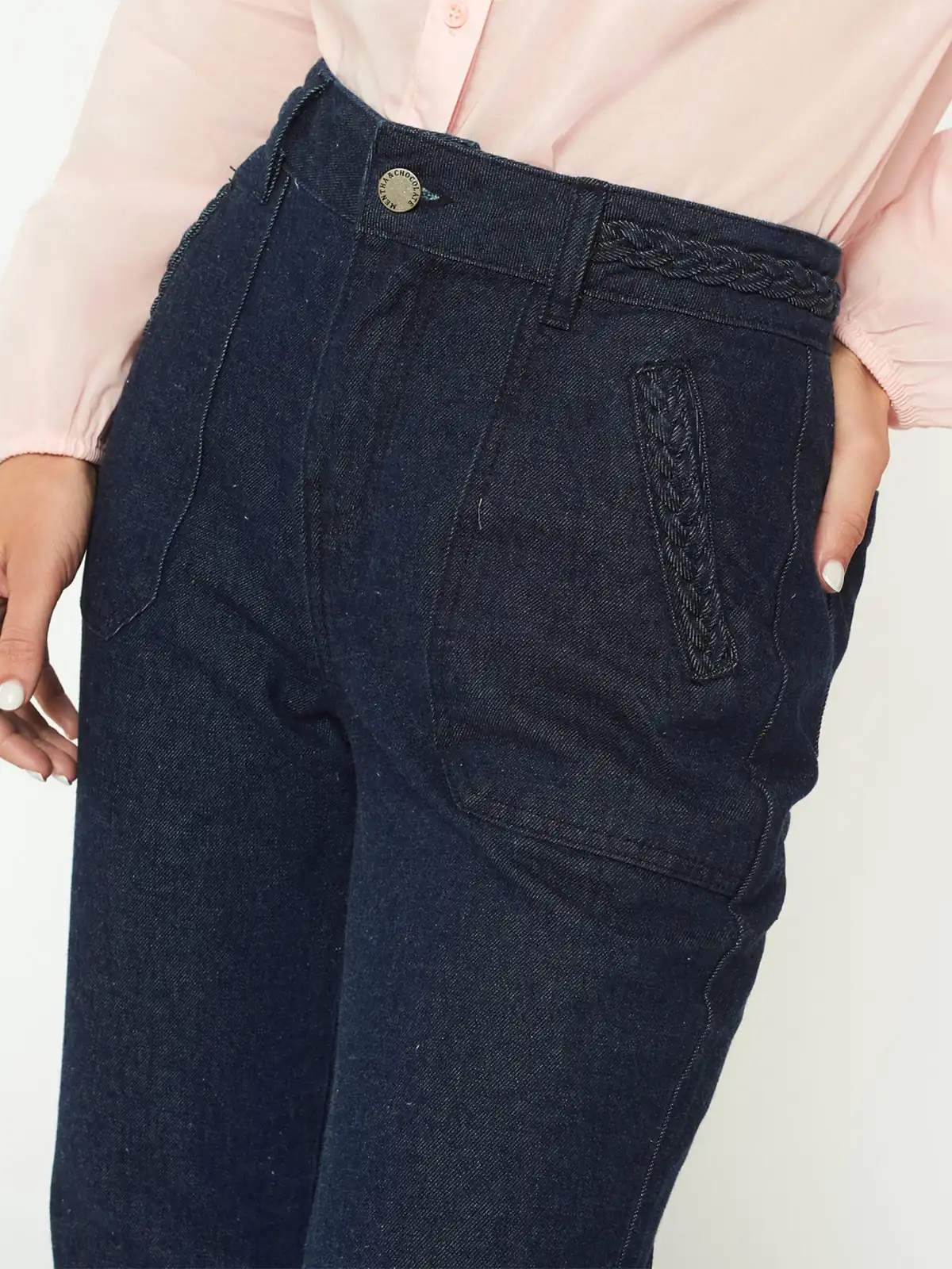 JEANS FLARE MUJER MENTHA Y CHOCOLATE - 4