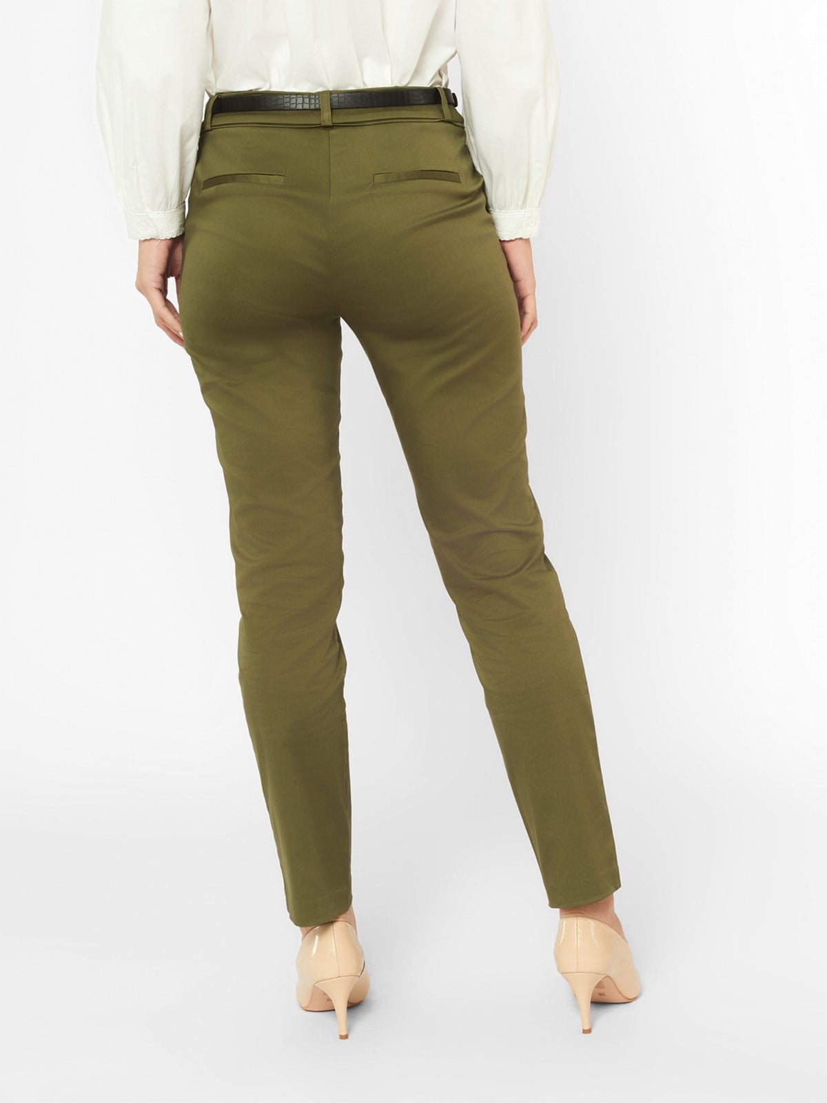PANTALON RECTO MUJER MENTHA Y CHOCOLATE VERDE BAS CORREA - 2