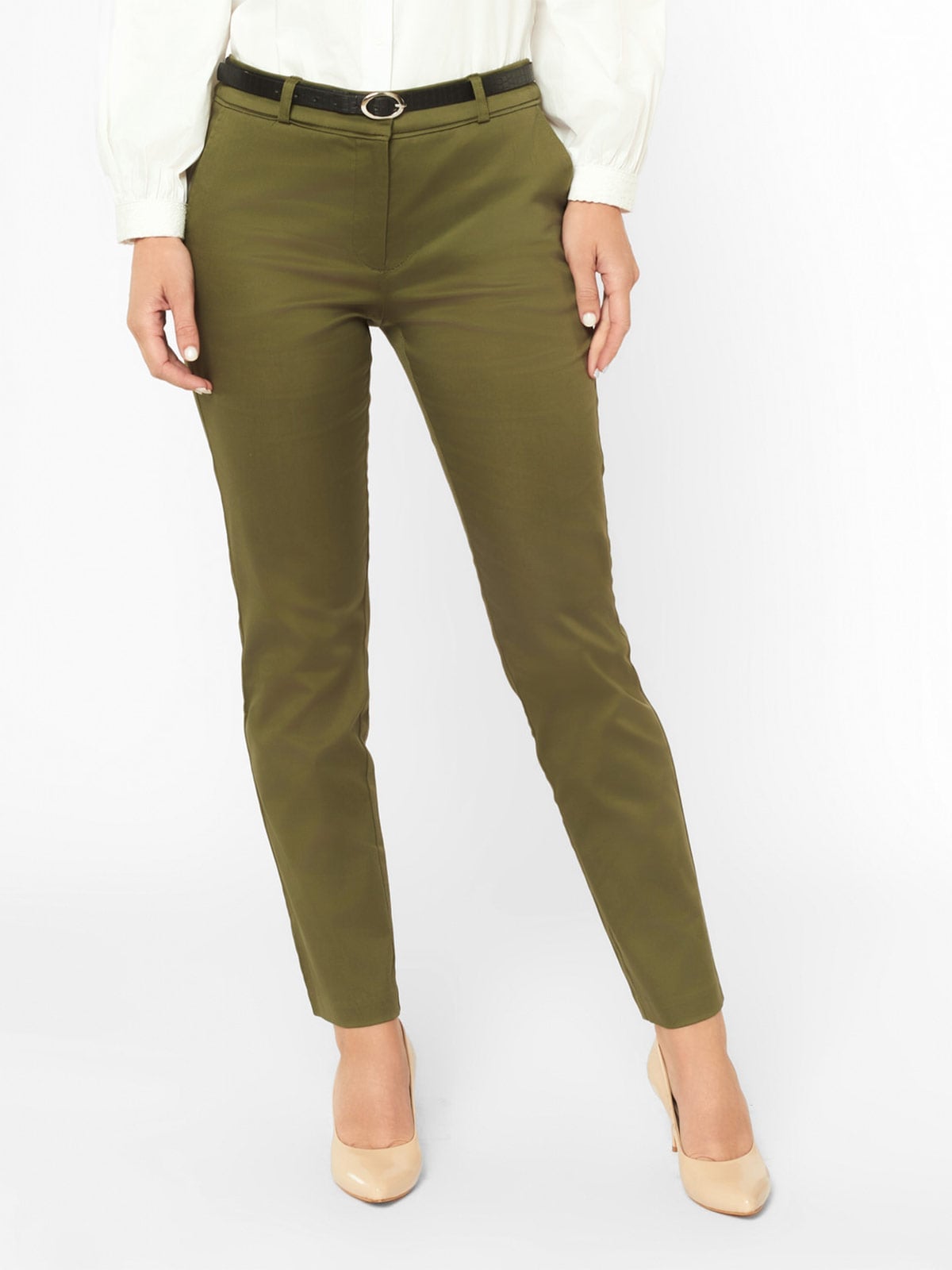 PANTALON RECTO MUJER MENTHA Y CHOCOLATE VERDE BAS CORREA - 1