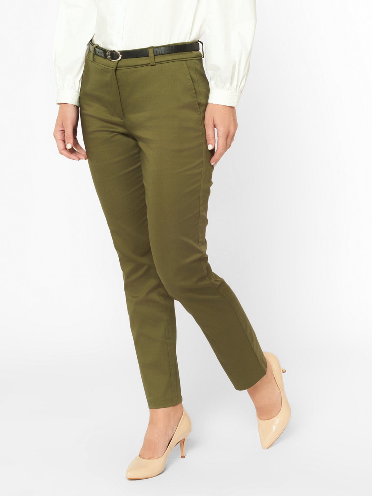 PANTALON RECTO MUJER MENTHA Y CHOCOLATE VERDE BAS CORREA - 3