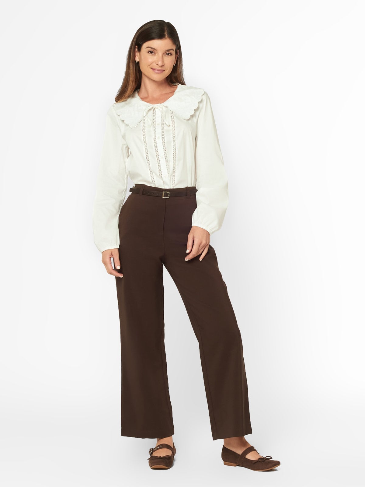 PANTALON RECTO MUJER MENTHA Y CHOCOLATE MARRÓN MAR - 1