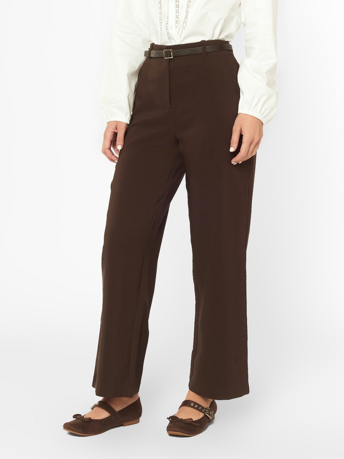 PANTALON RECTO MUJER MENTHA Y CHOCOLATE MARRÓN MAR - 2