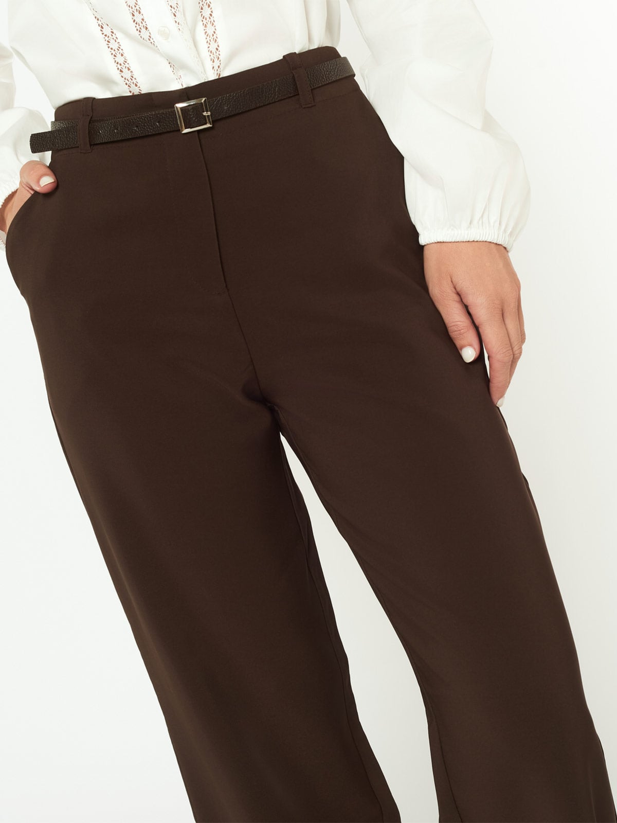 PANTALON RECTO MUJER MENTHA Y CHOCOLATE MARRÓN MAR - 4