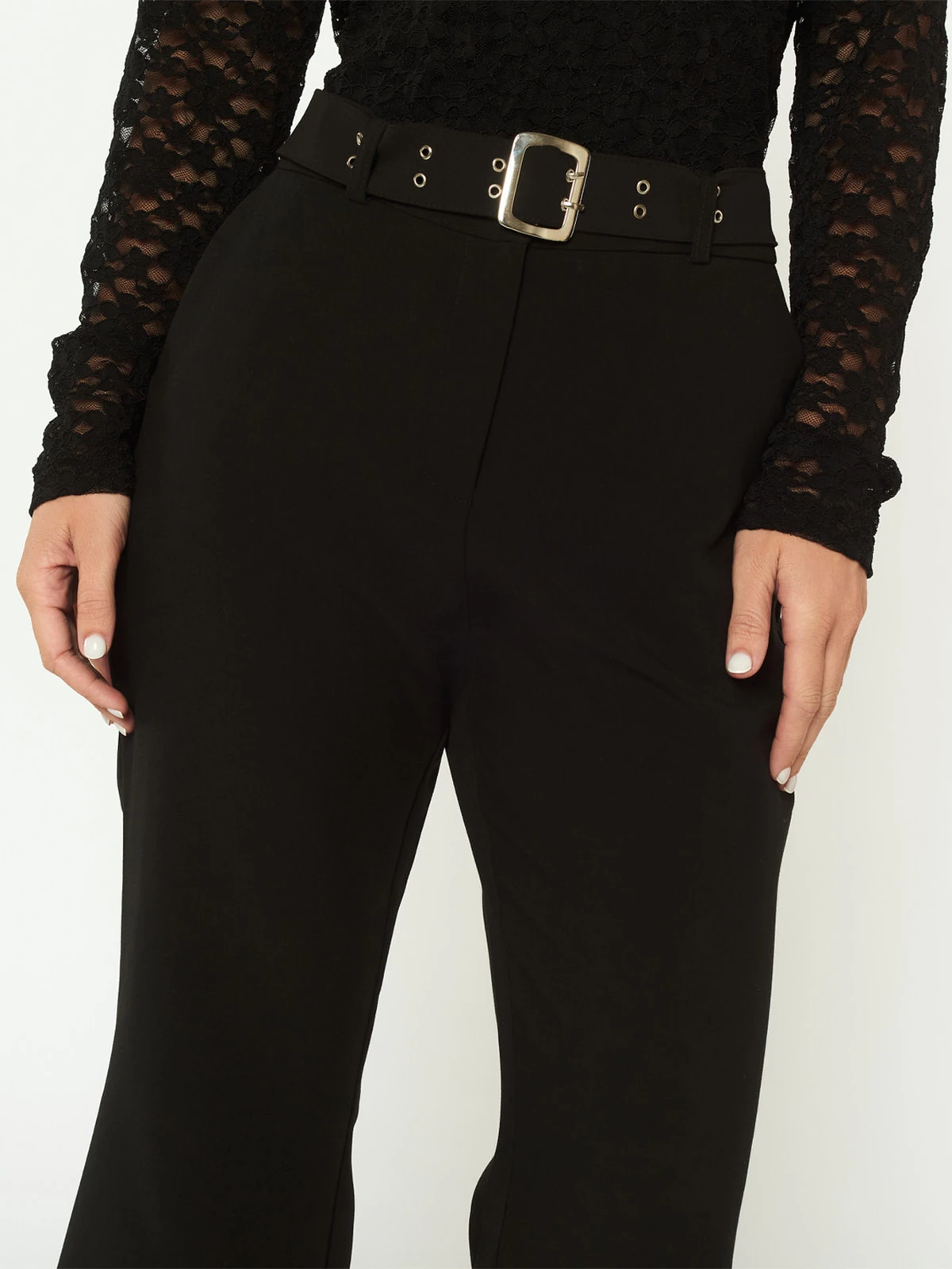 PANTALON FLARE MUJER MENTHA Y CHOCOLATE NEGRO MARCELA - 4